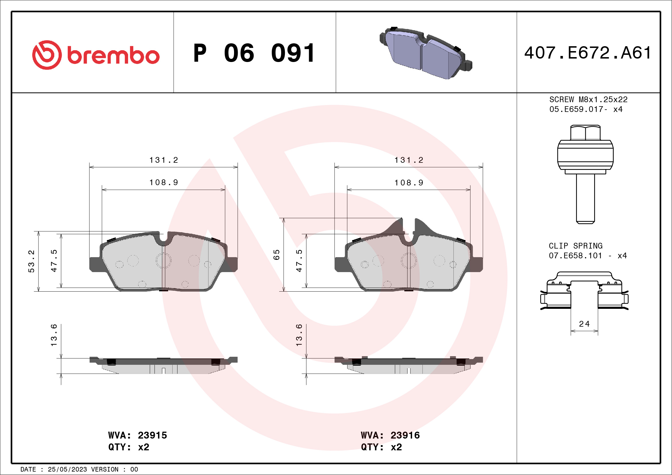Placute frana BREMBO P 06 091