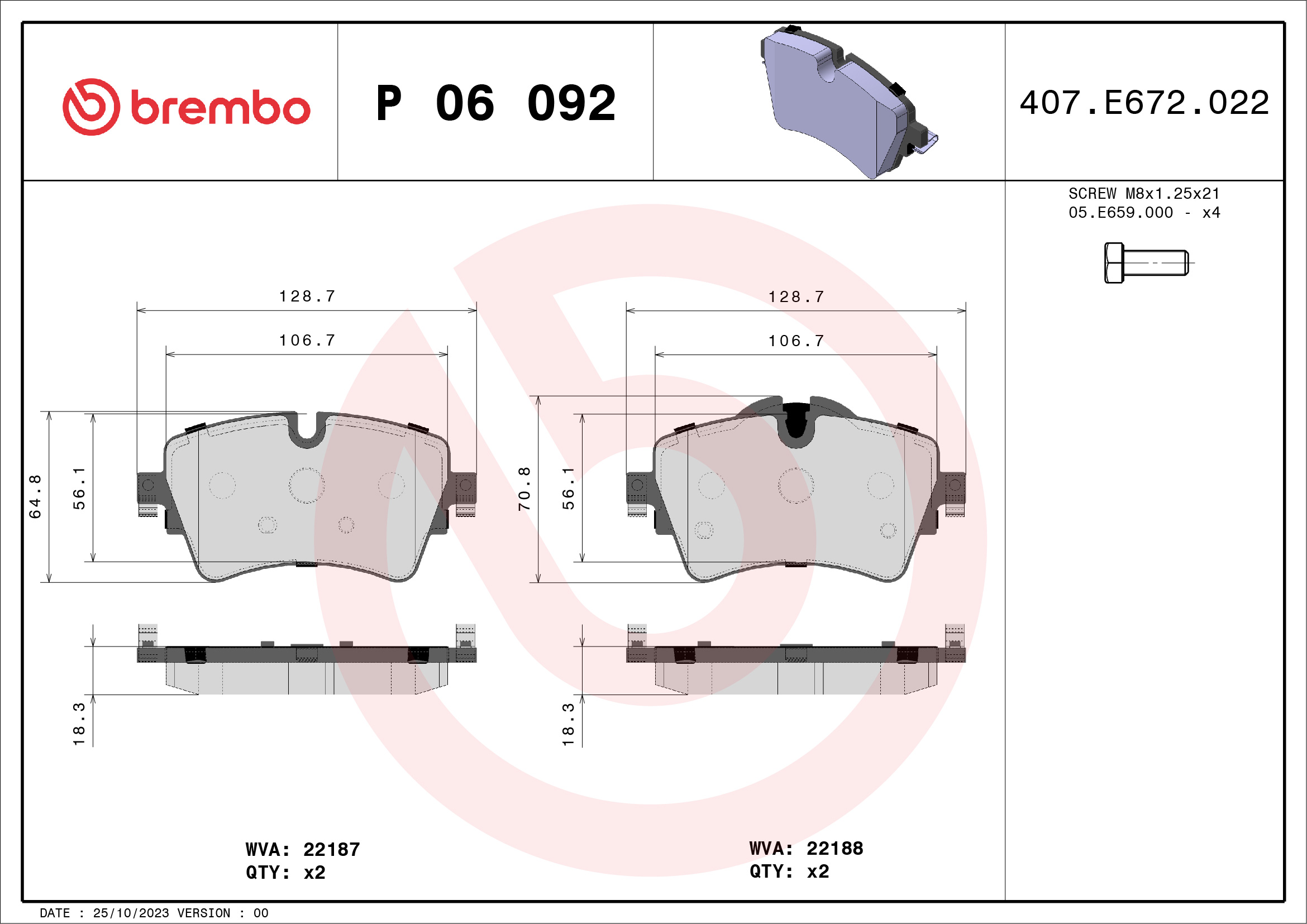 Placute frana BREMBO P 06 092