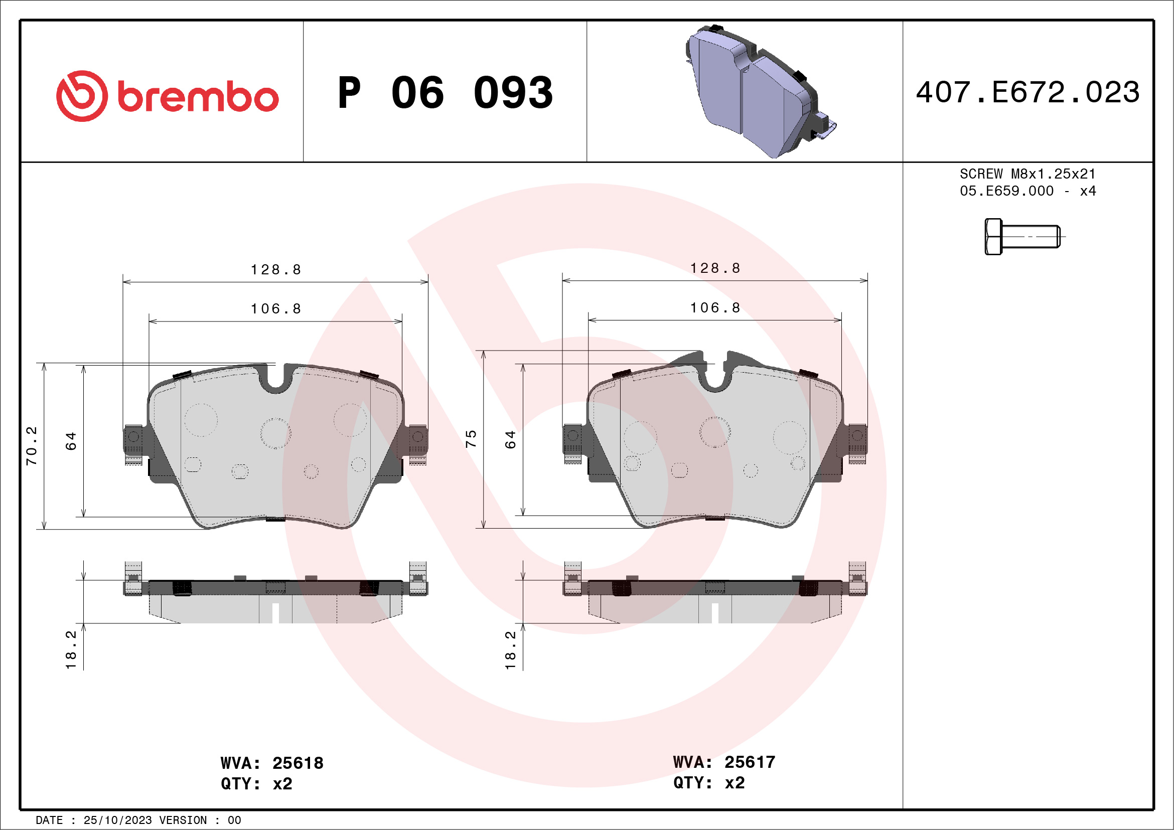 Placute frana BREMBO P 06 093