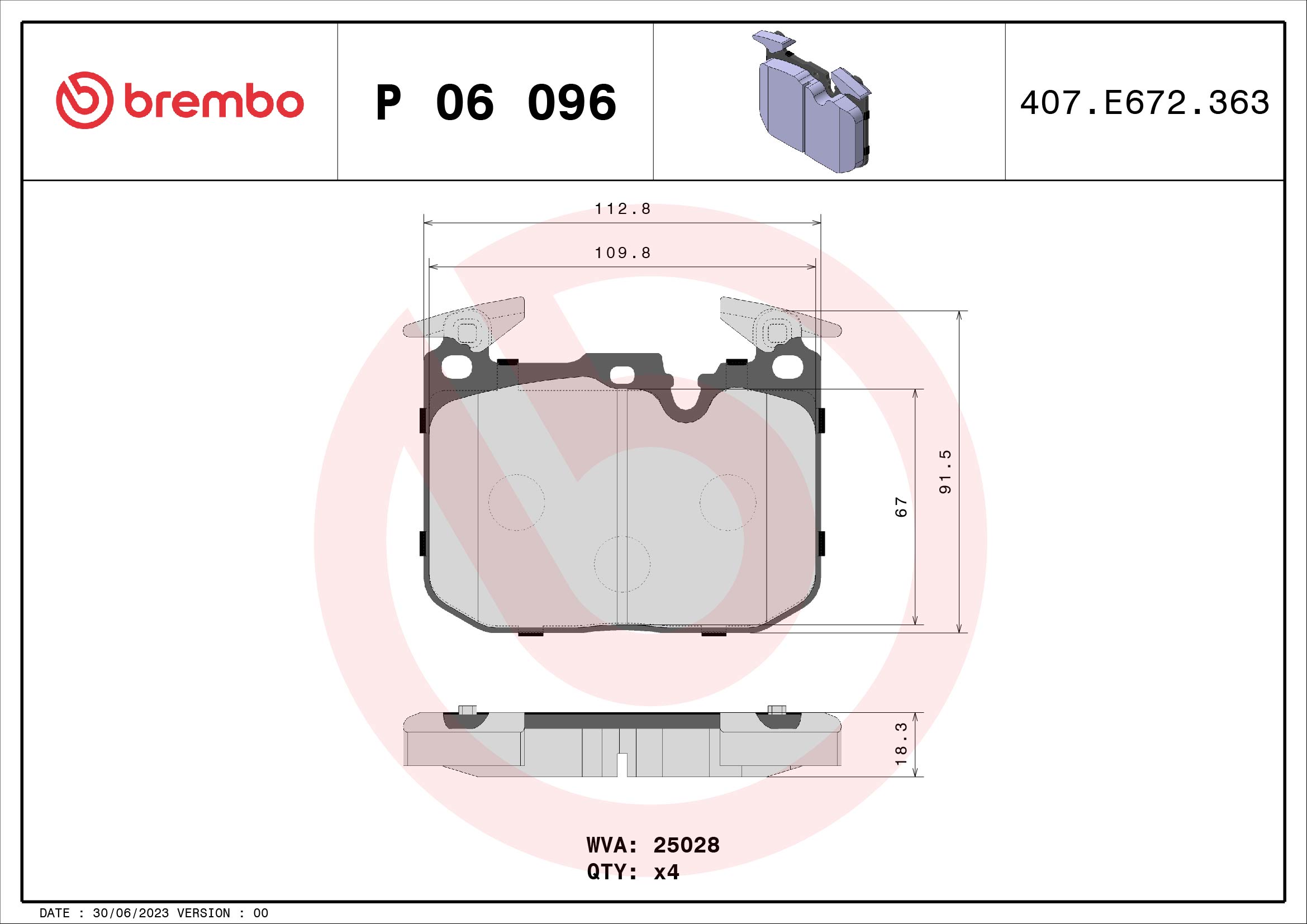 Placute frana BREMBO P 06 096