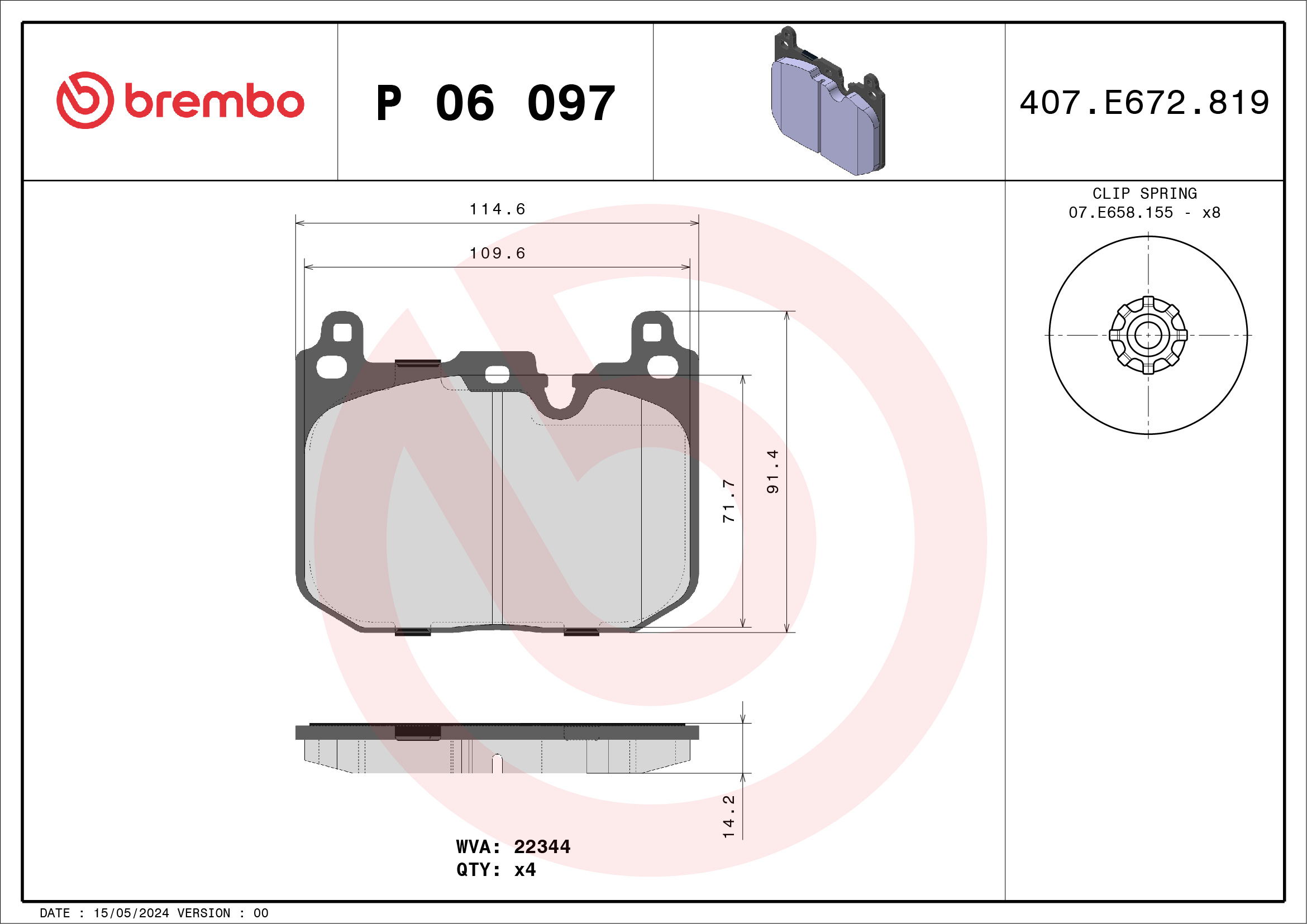 Placute frana BREMBO P 06 097