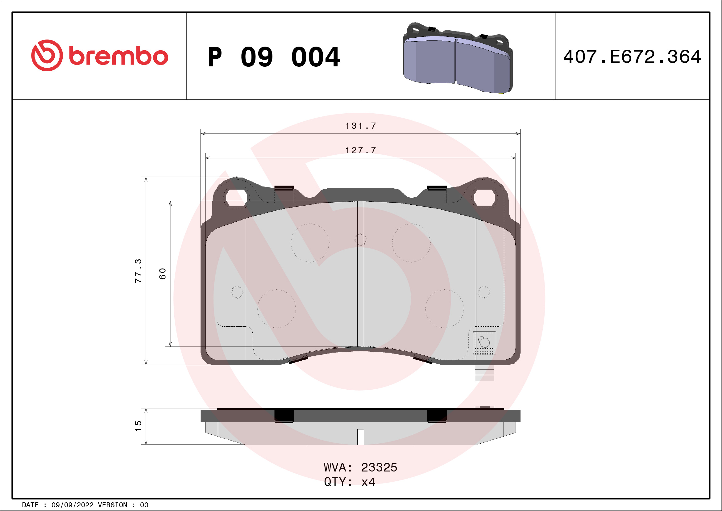 Placute frana BREMBO P 09 004