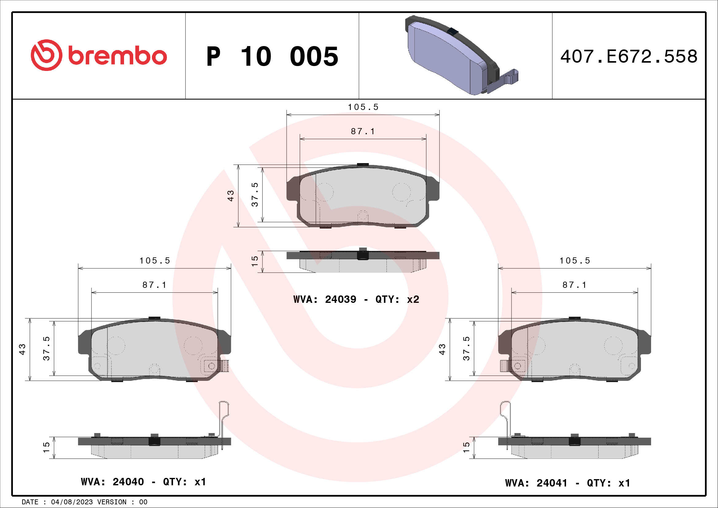Placute frana BREMBO P 10 005