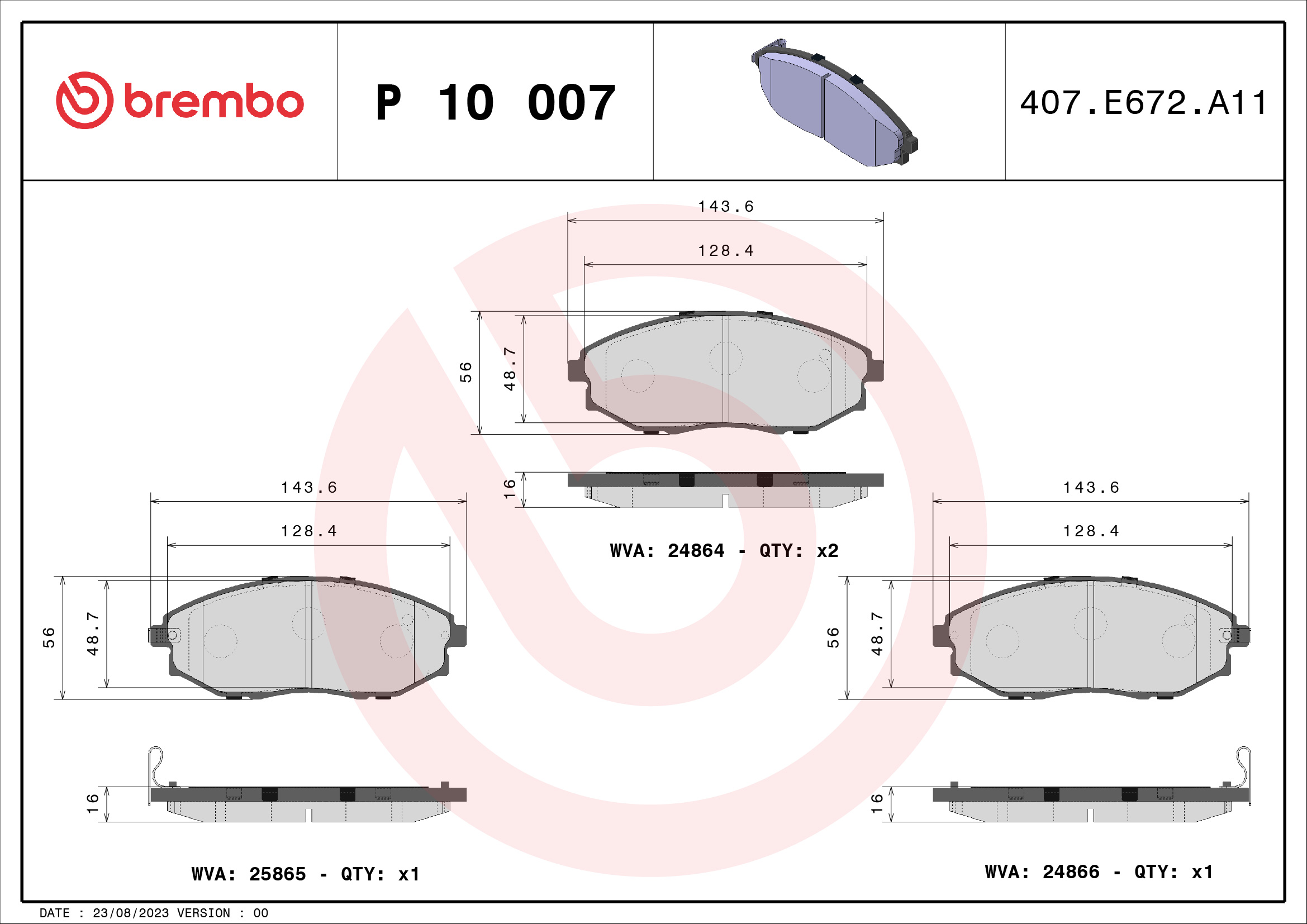 Placute frana BREMBO P 10 007