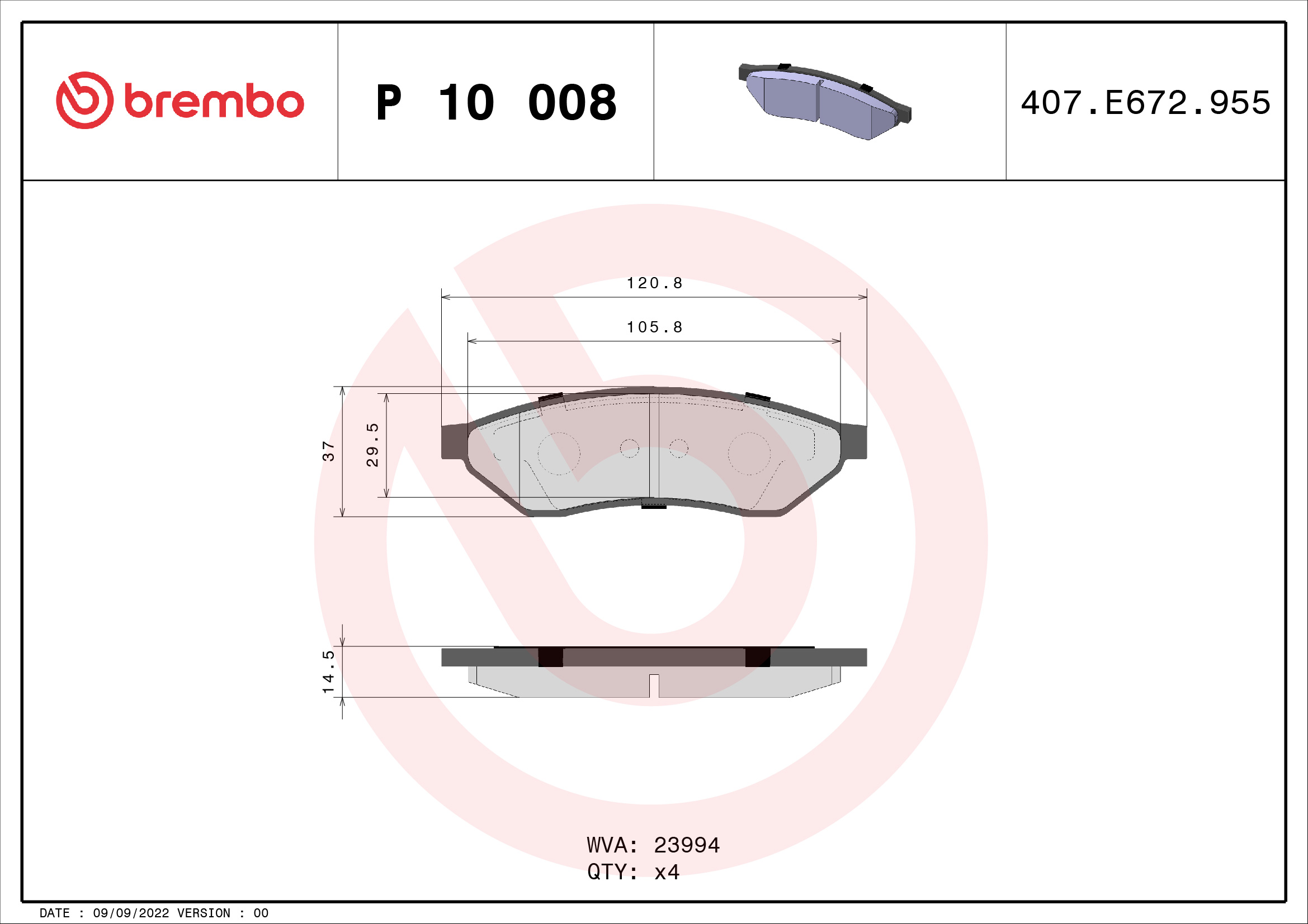 Placute frana BREMBO P 10 008