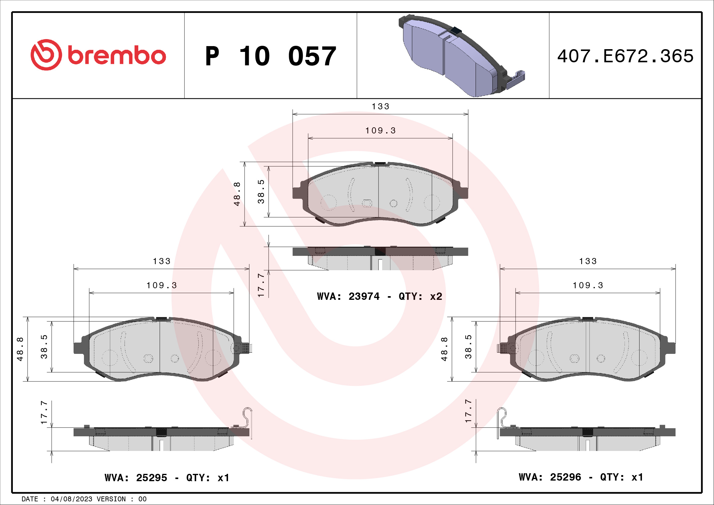 Placute frana BREMBO P 10 057
