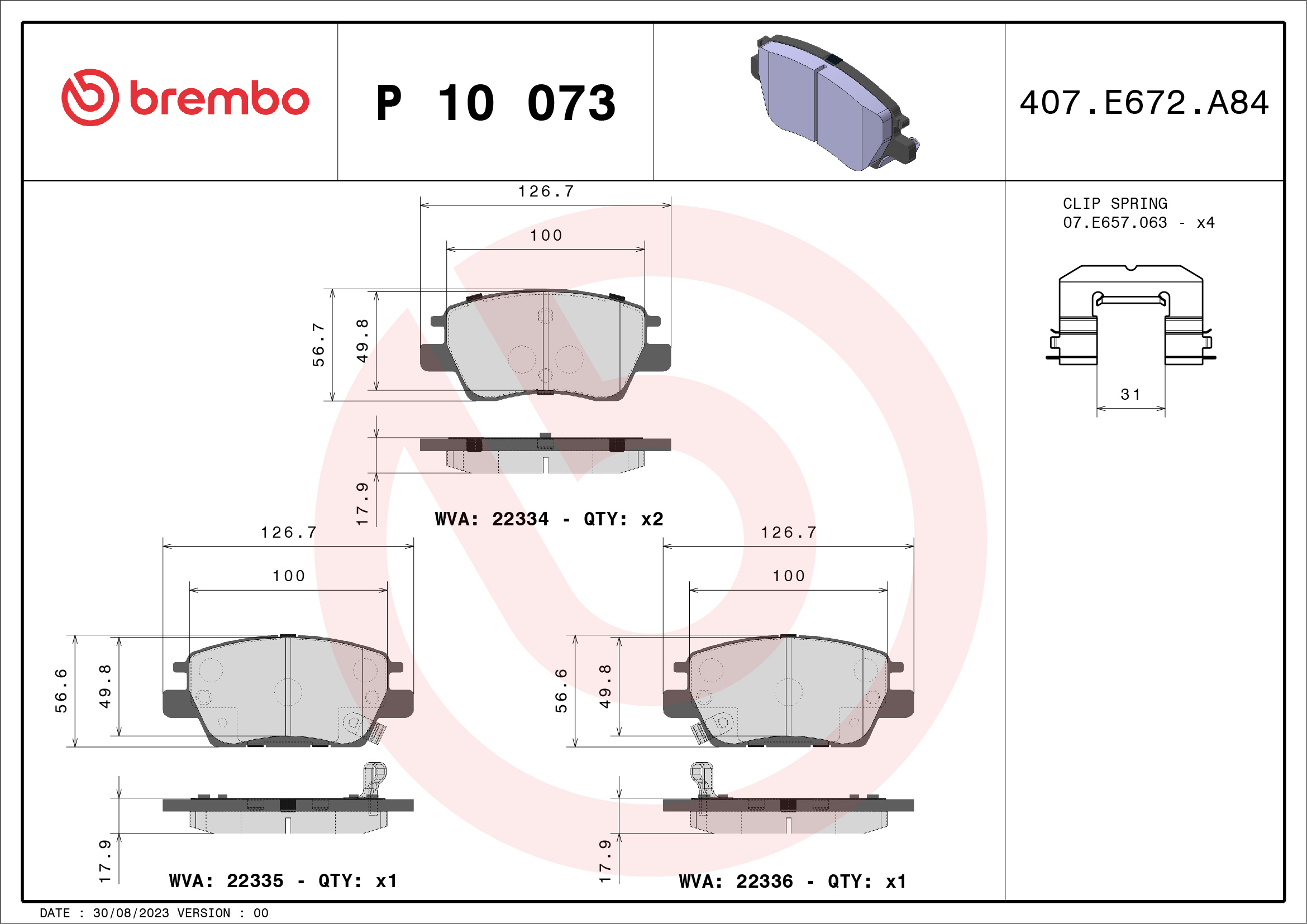 Placute frana BREMBO P 10 073