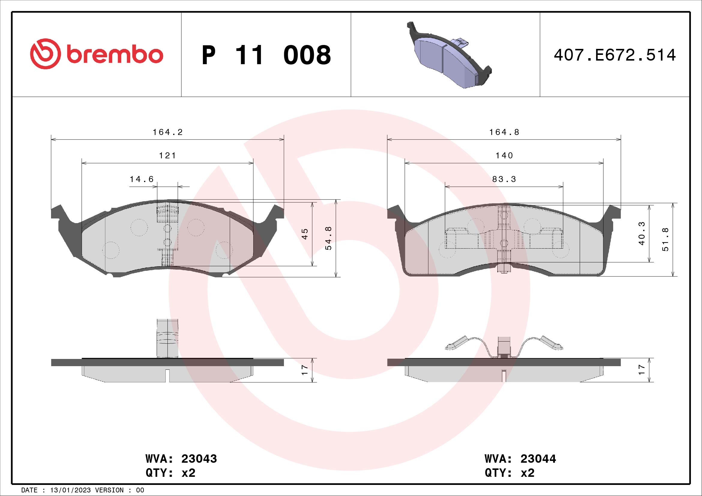Placute frana BREMBO P 11 008