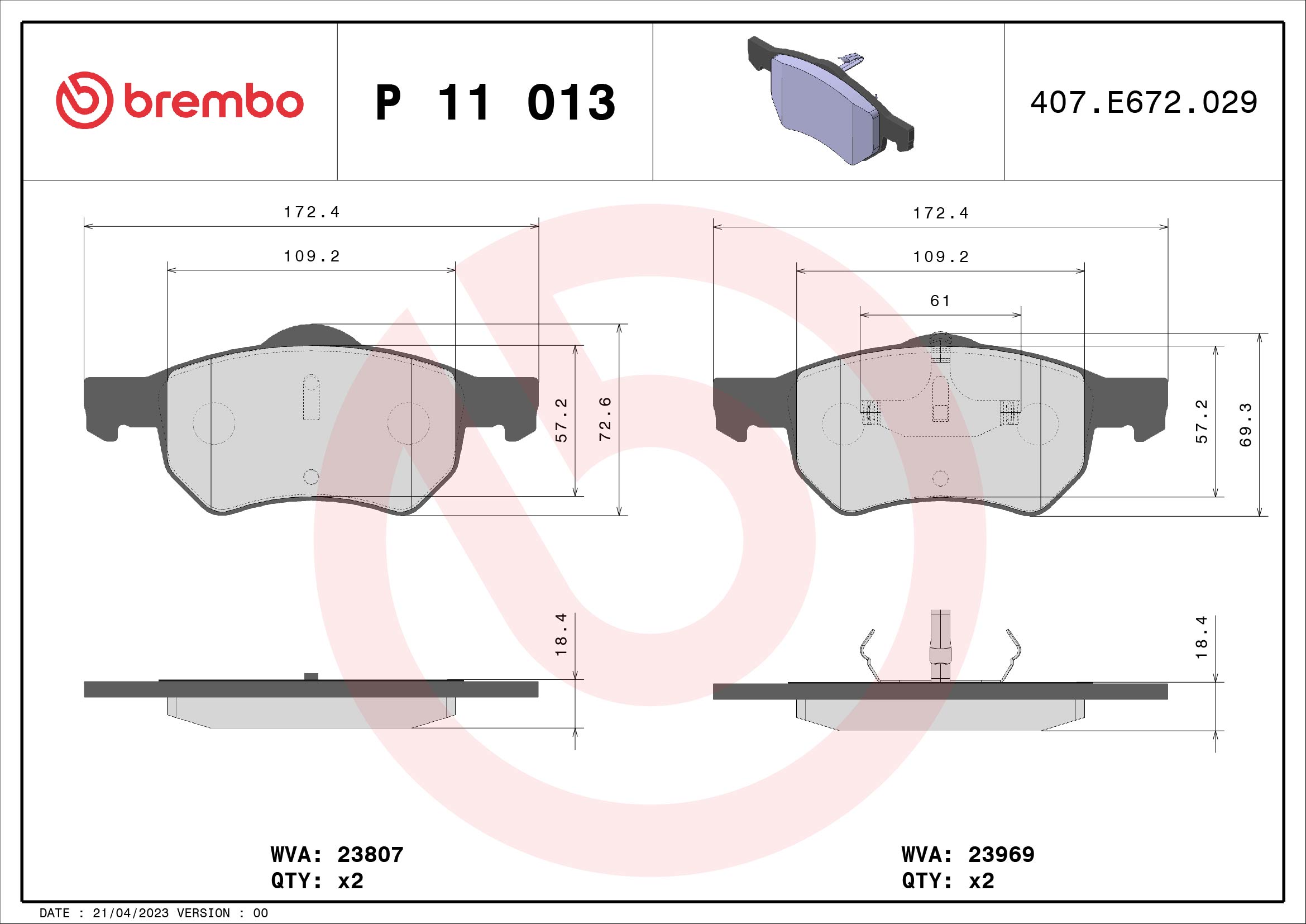 Placute frana BREMBO P 11 013