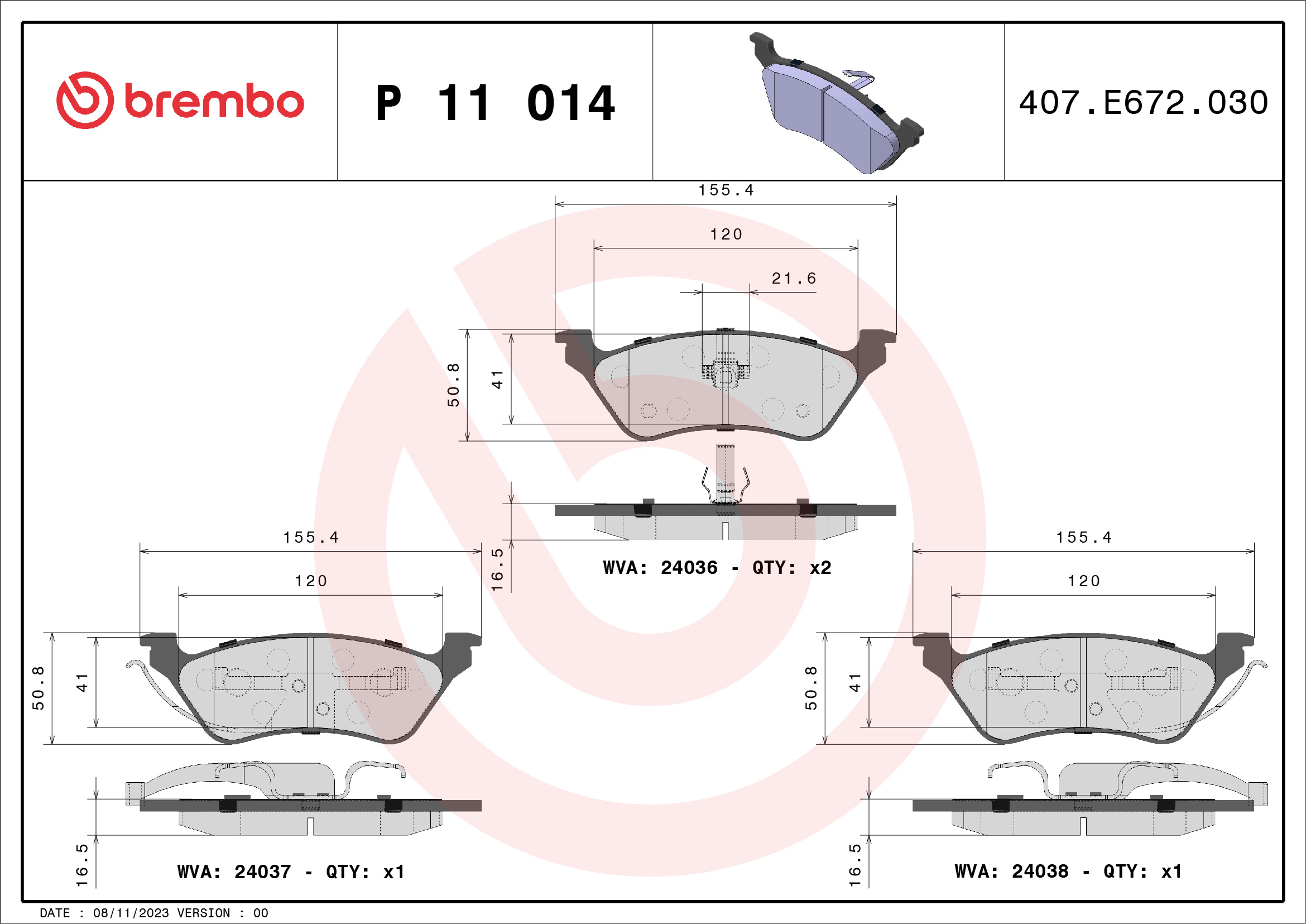 Placute frana BREMBO P 11 014