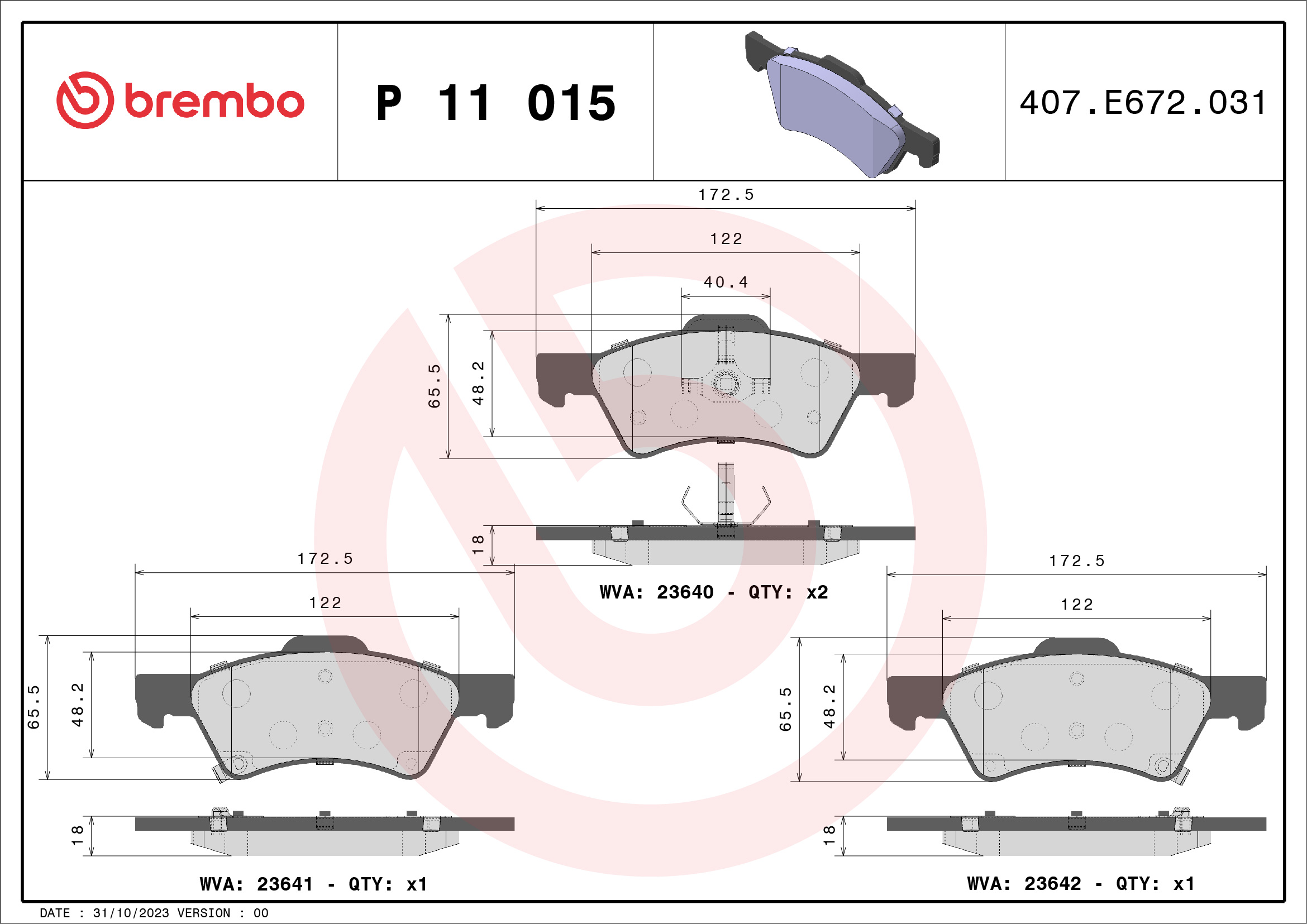 Placute frana BREMBO P 11 015