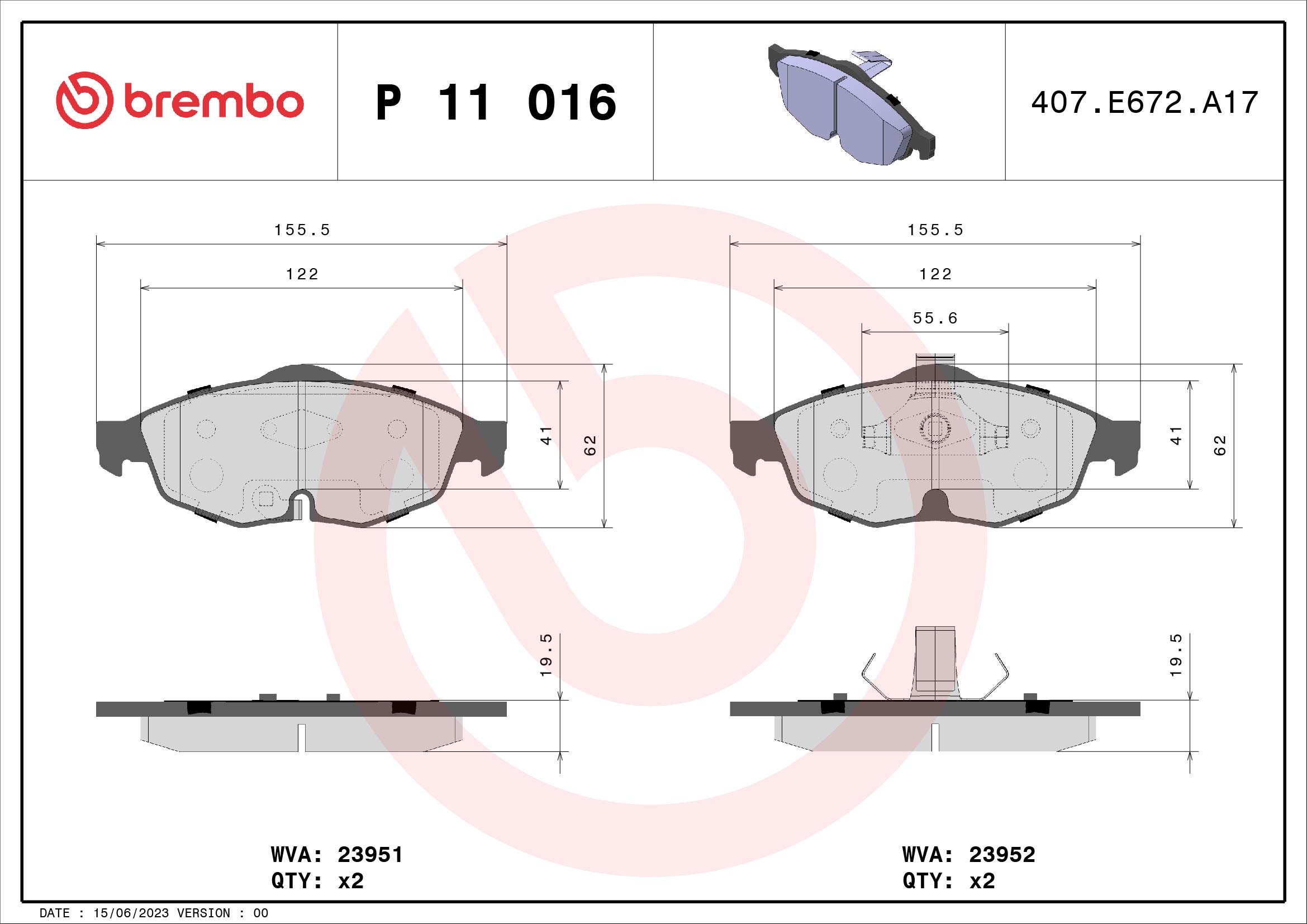 Placute frana BREMBO P 11 016