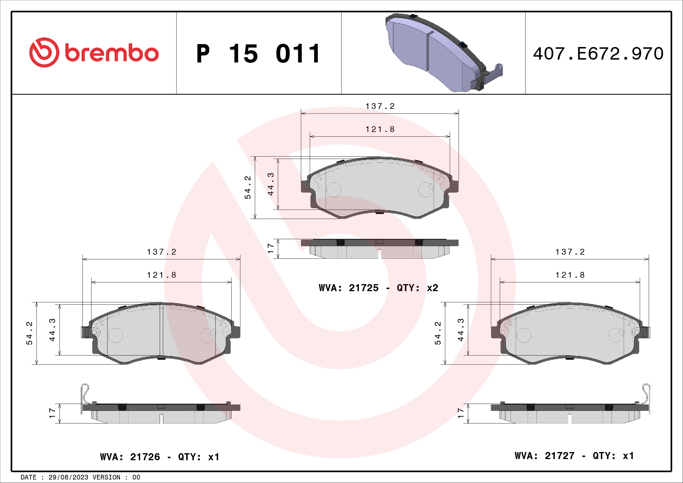 Placute frana BREMBO P 15 011