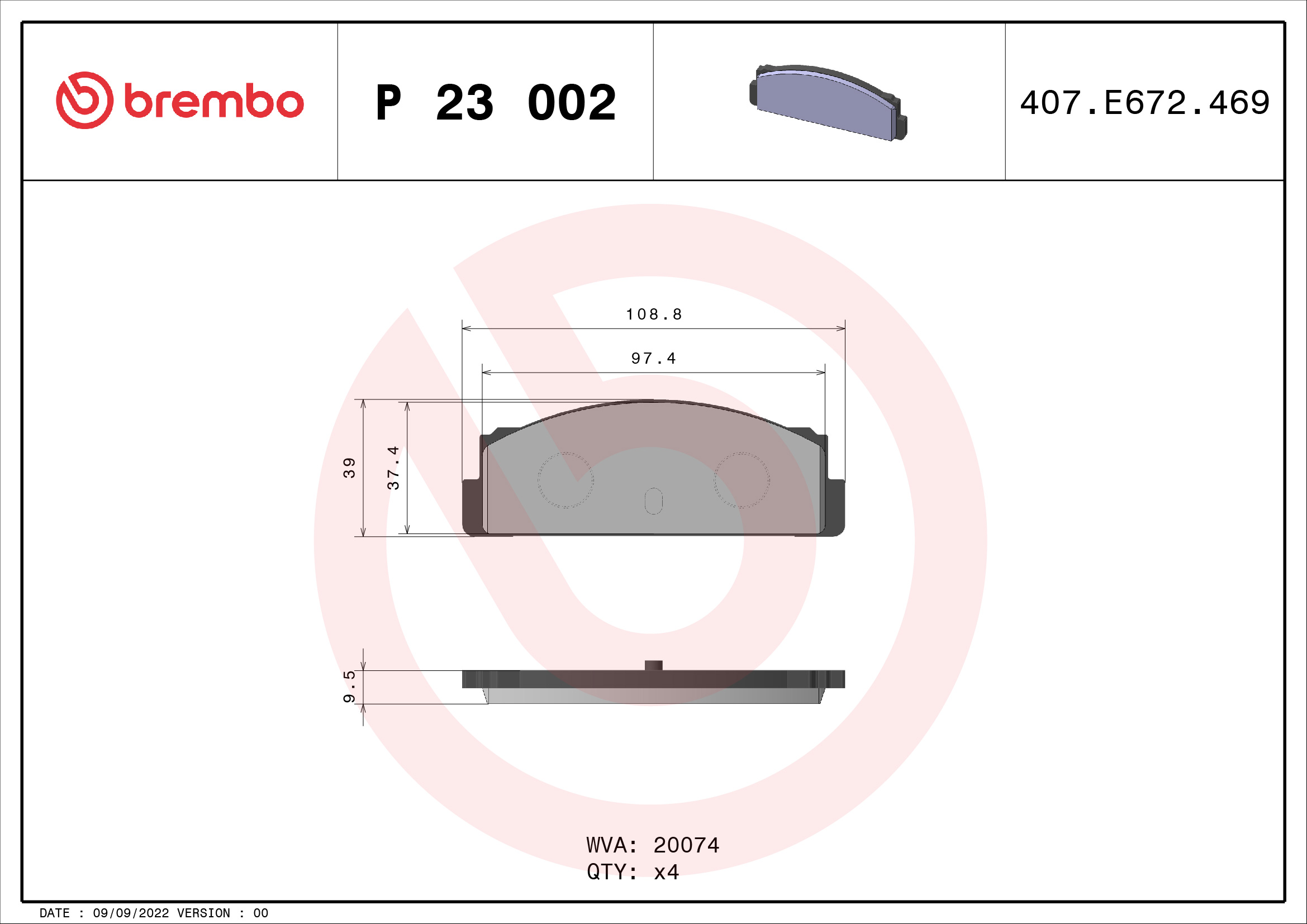 Placute frana BREMBO P 23 002