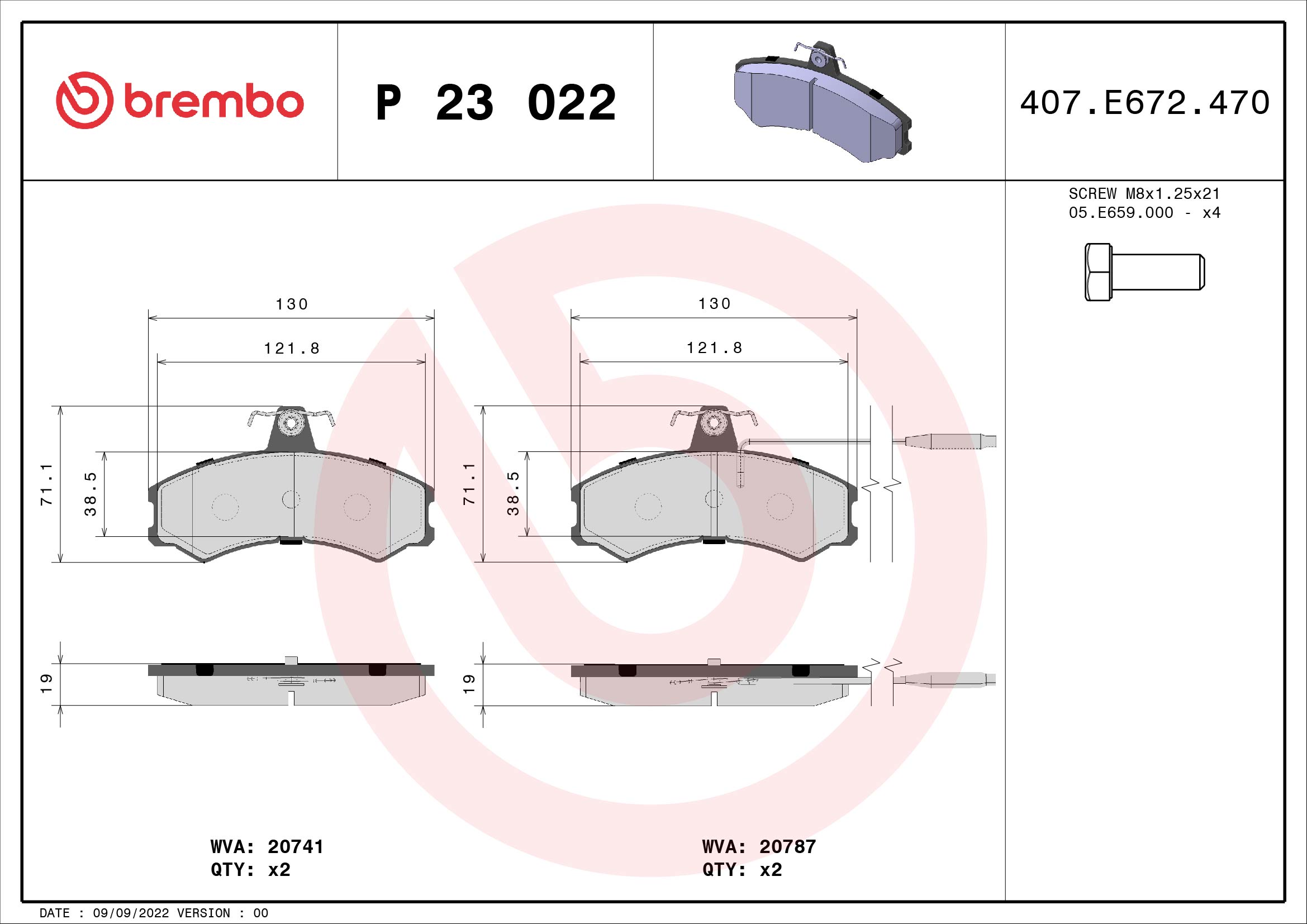 Placute frana BREMBO P 23 022