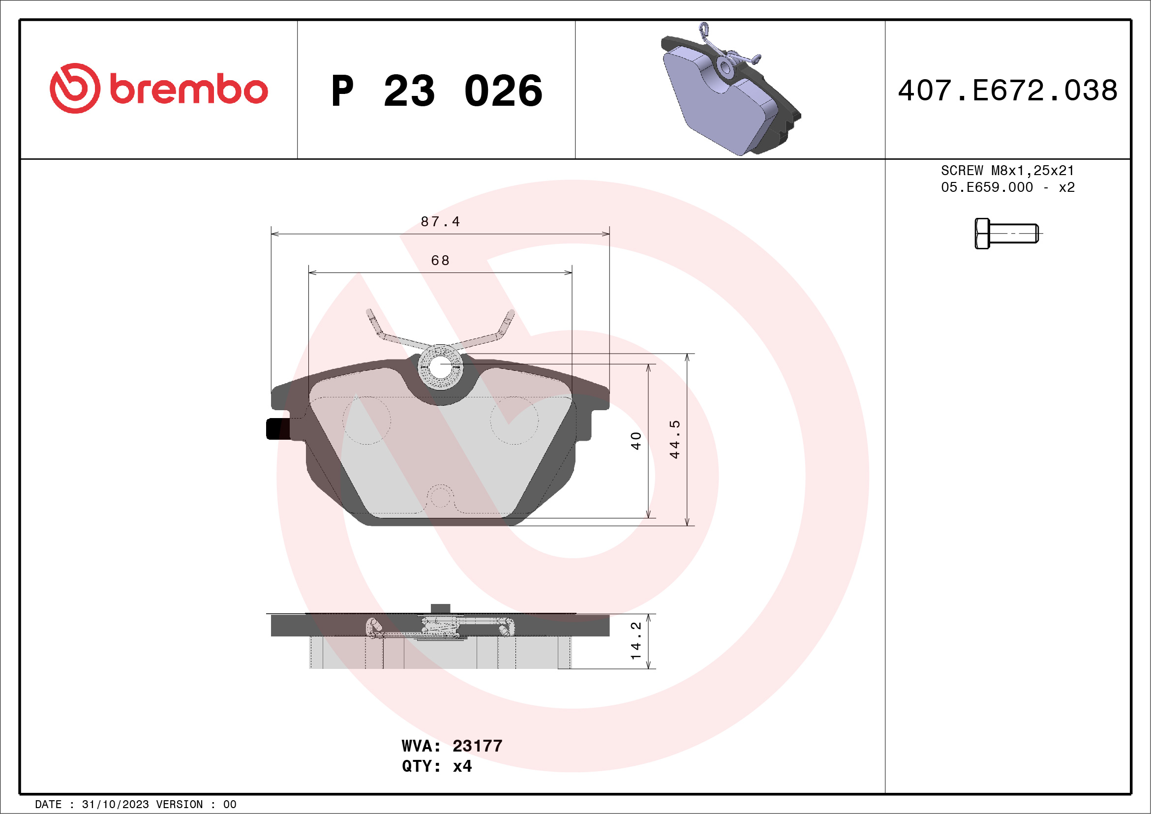 Placute frana BREMBO P 23 026