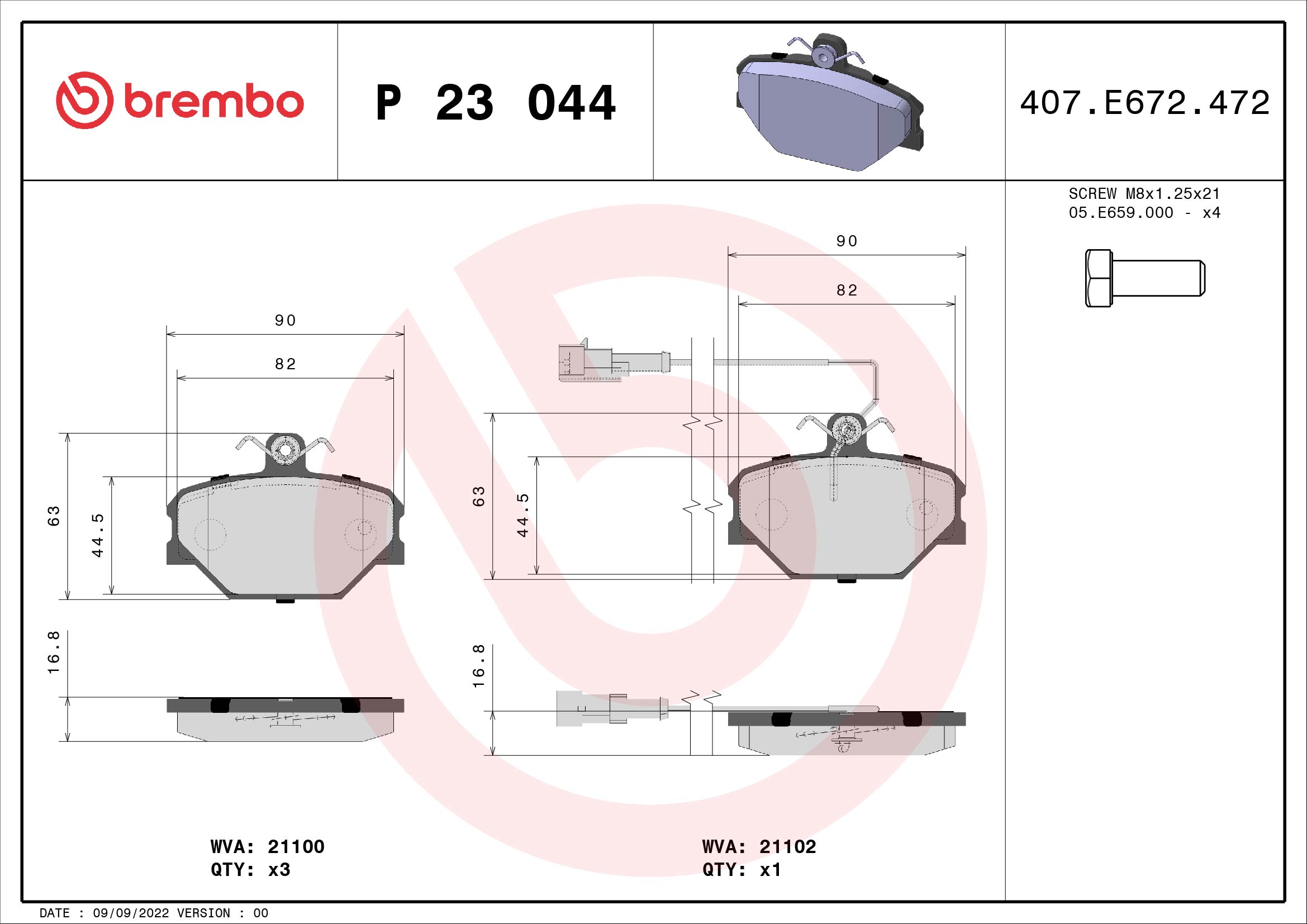 Placute frana BREMBO P 23 044