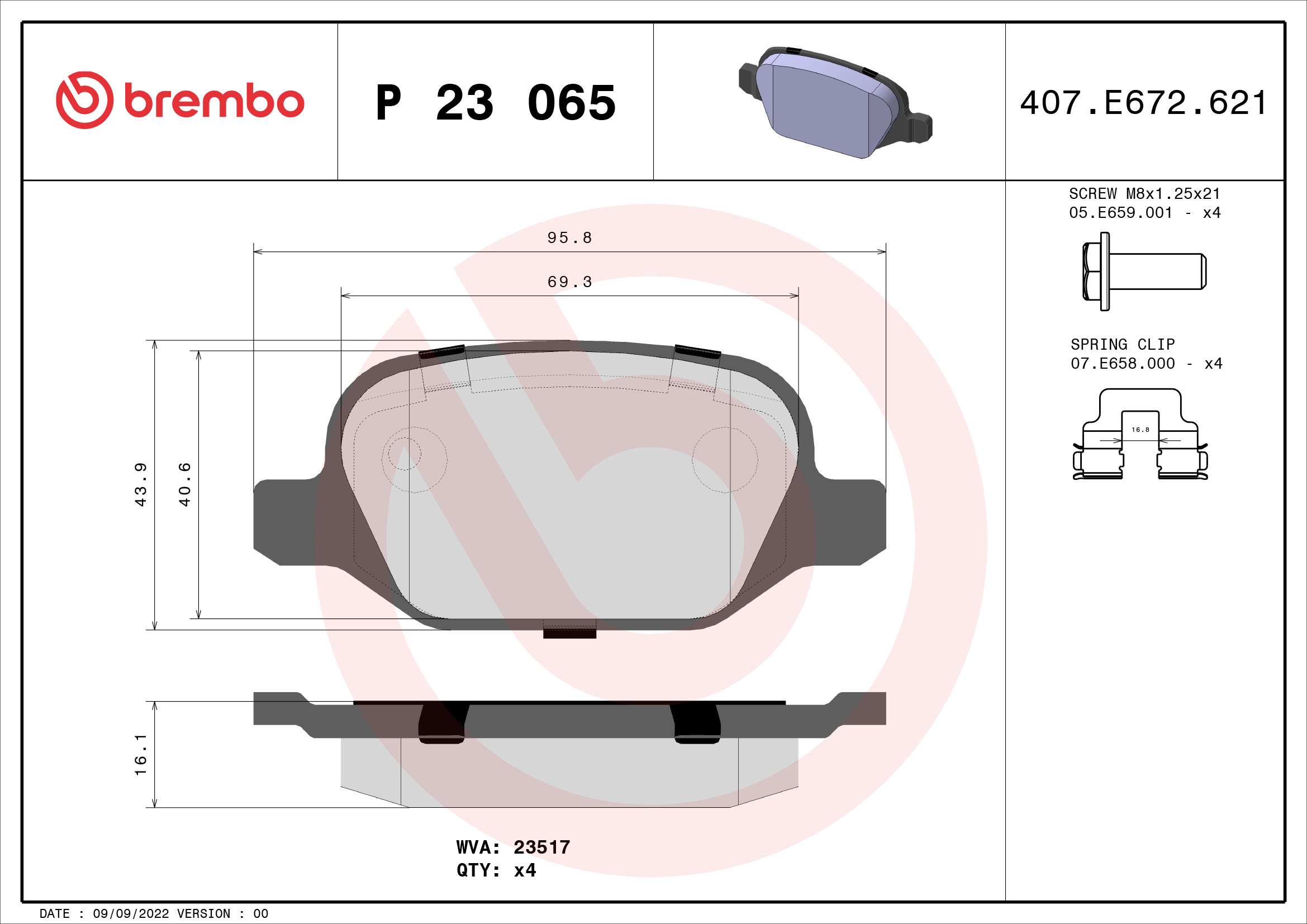 Placute frana BREMBO P 23 065