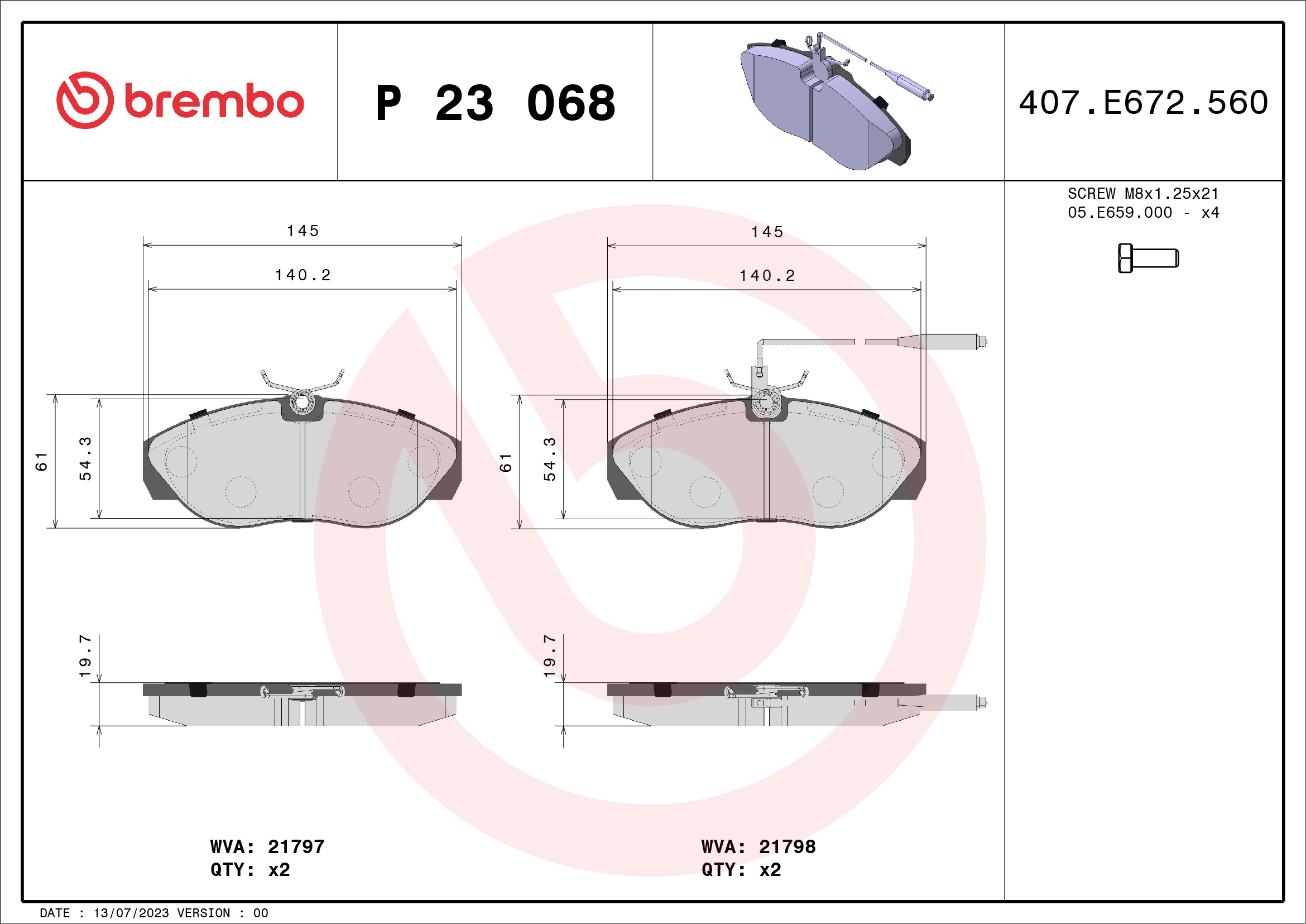 Placute frana BREMBO P 23 068