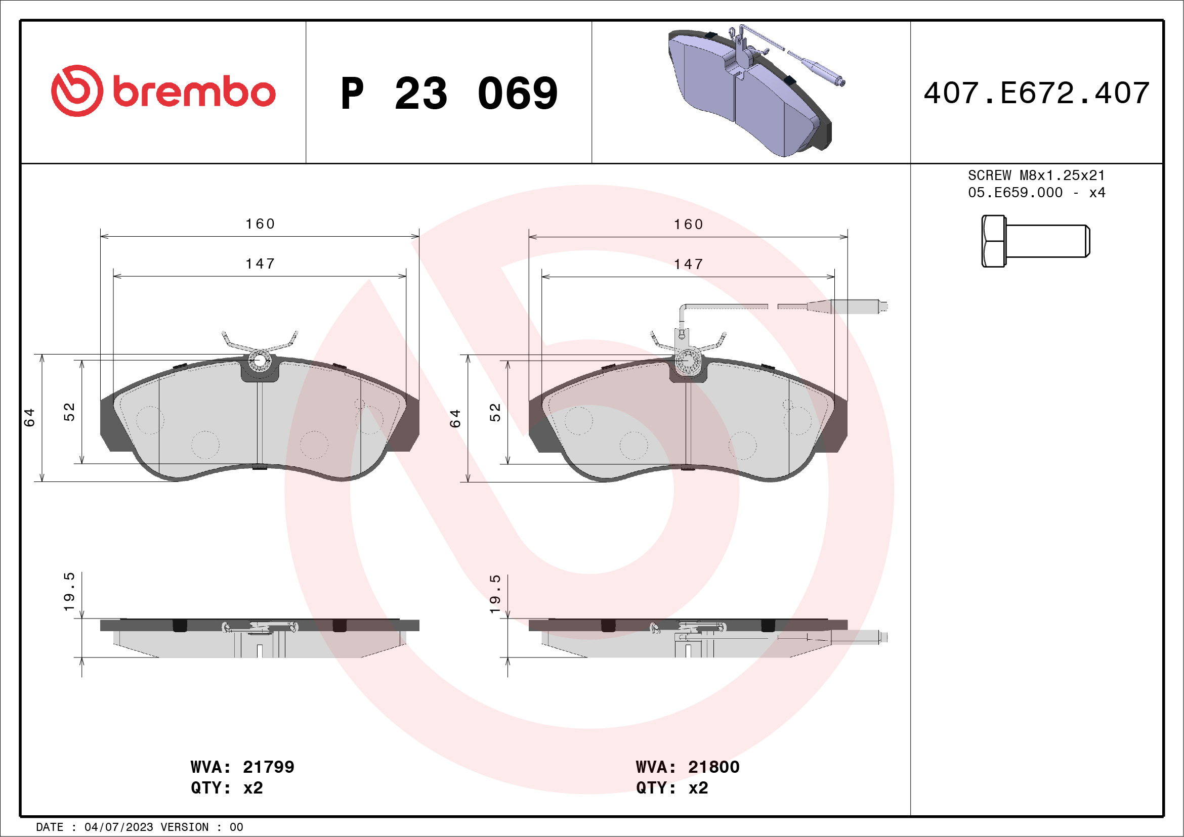 Placute frana BREMBO P 23 069