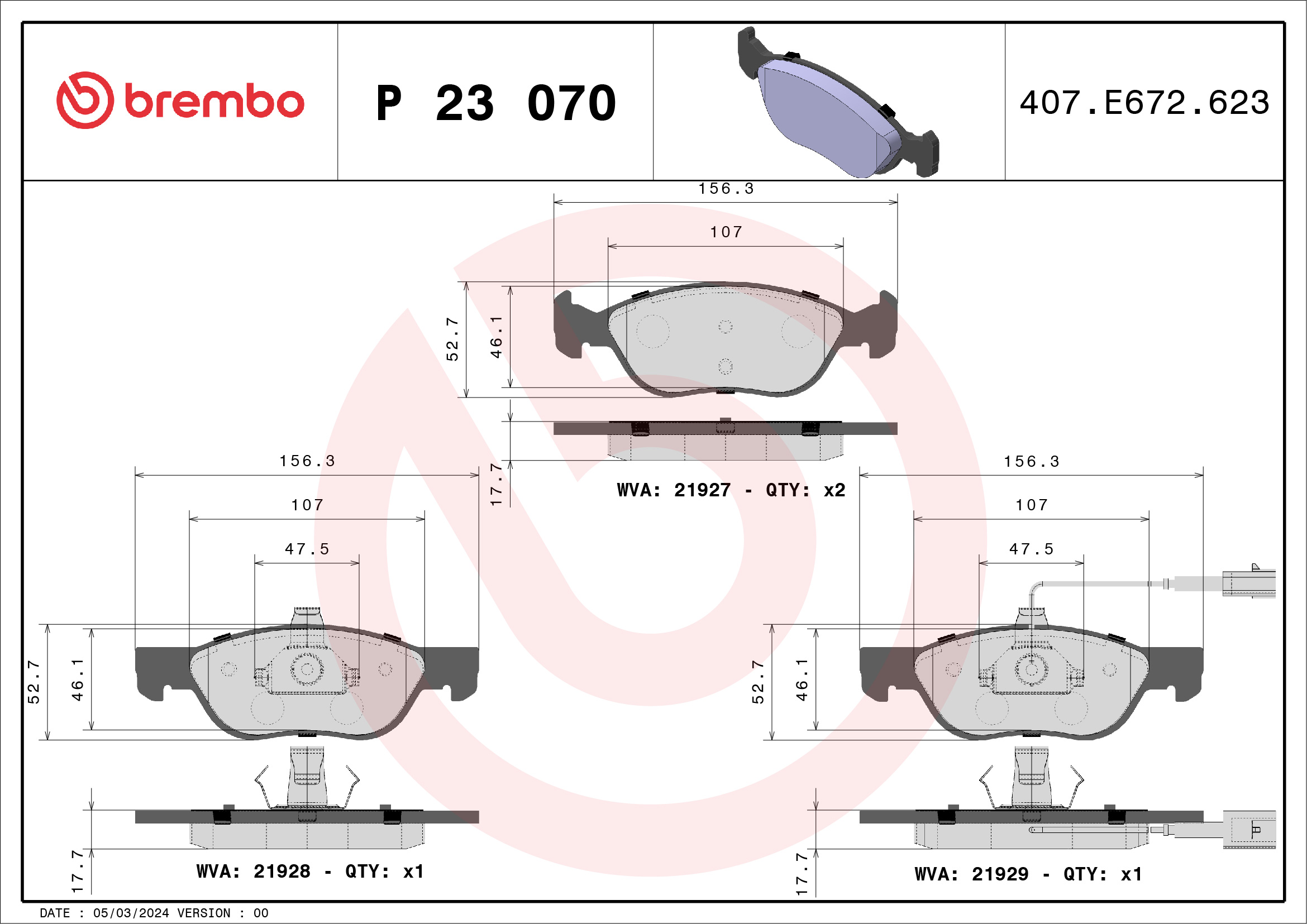 Placute frana BREMBO P 23 070