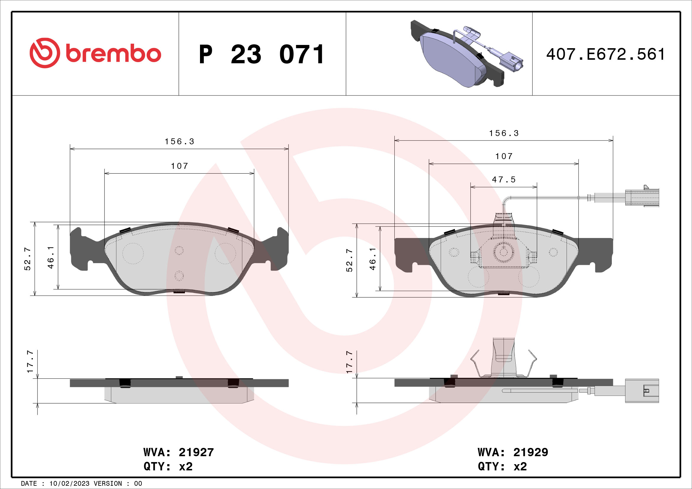 Placute frana BREMBO P 23 071