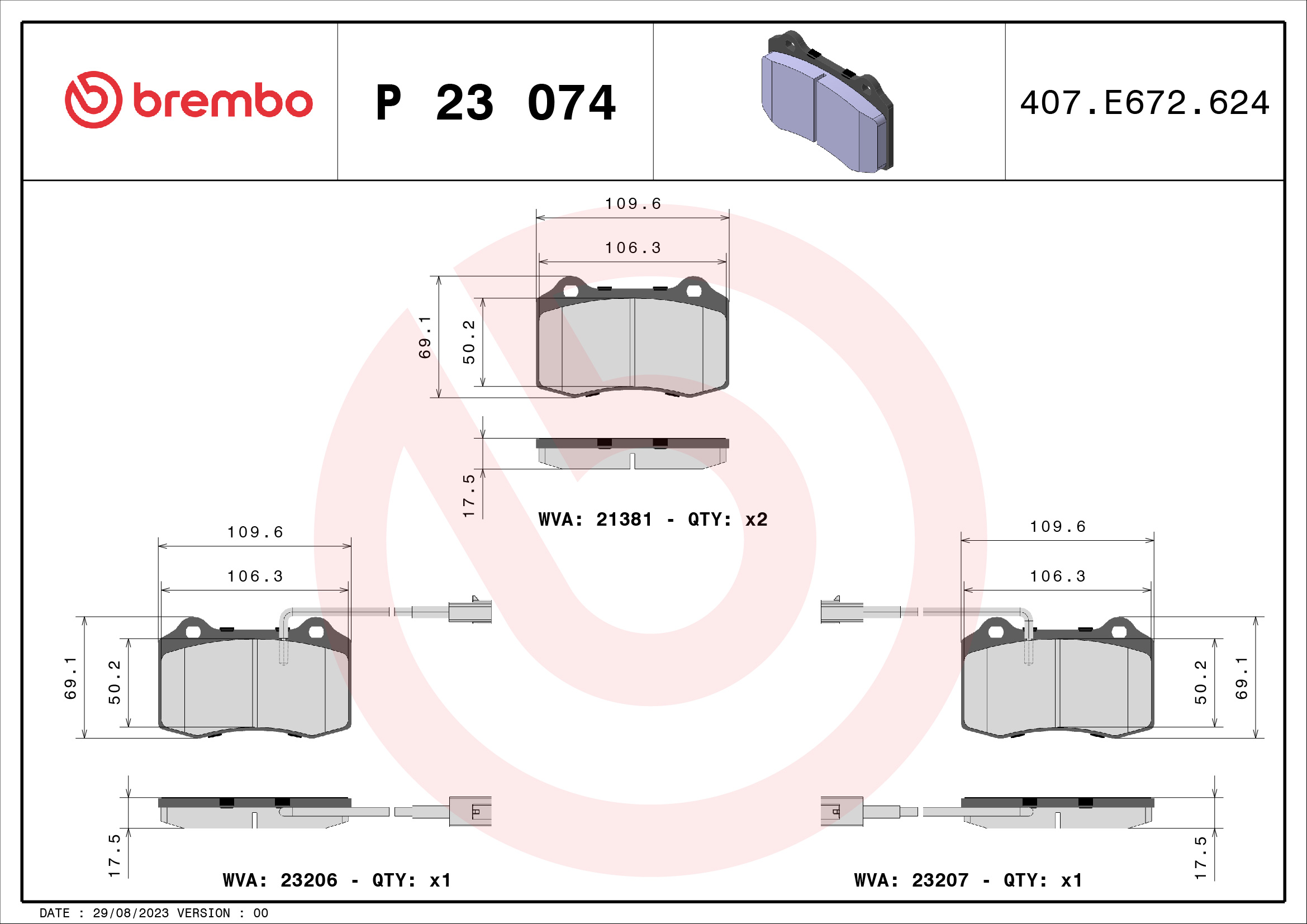 Placute frana BREMBO P 23 074