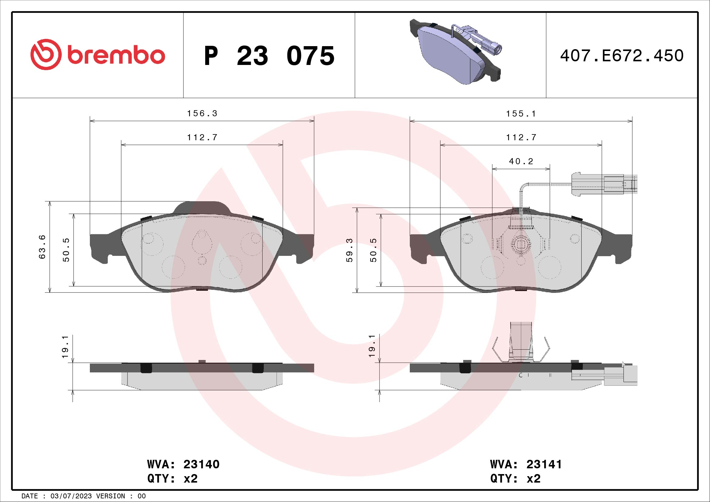 Placute frana BREMBO P 23 075