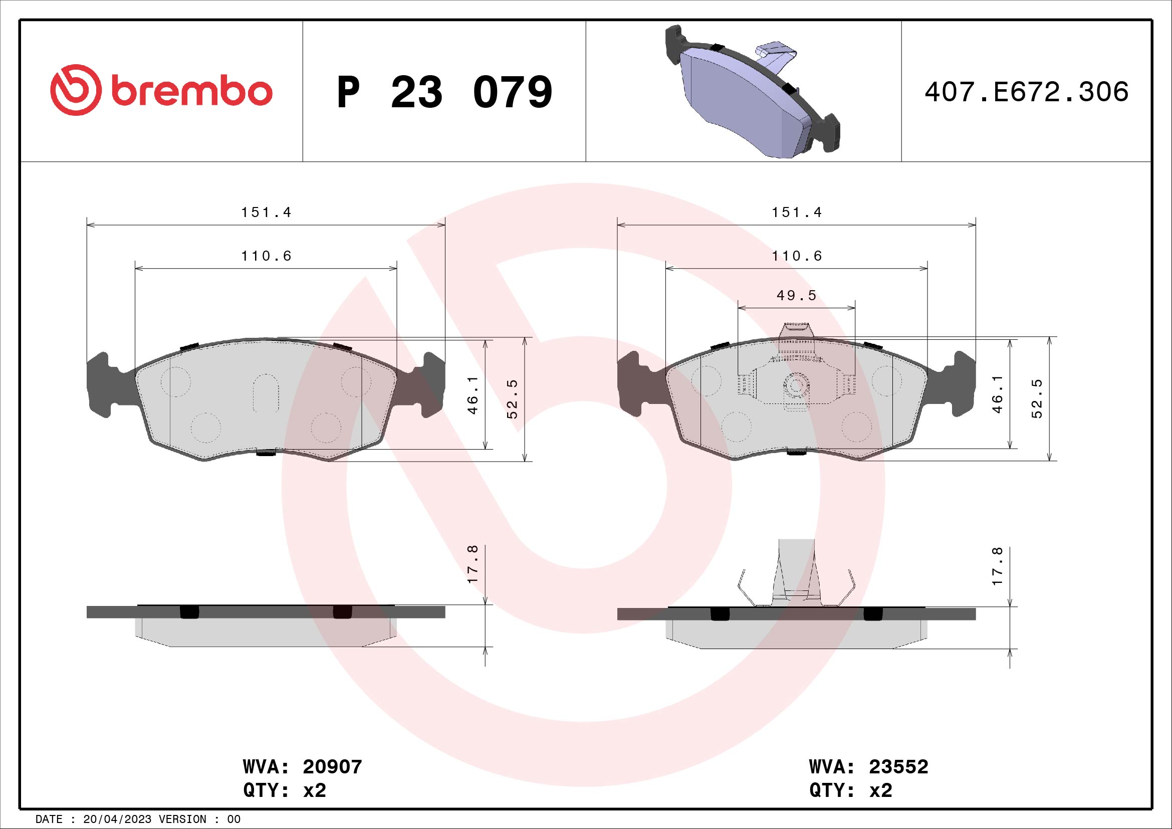 Placute frana BREMBO P 23 079
