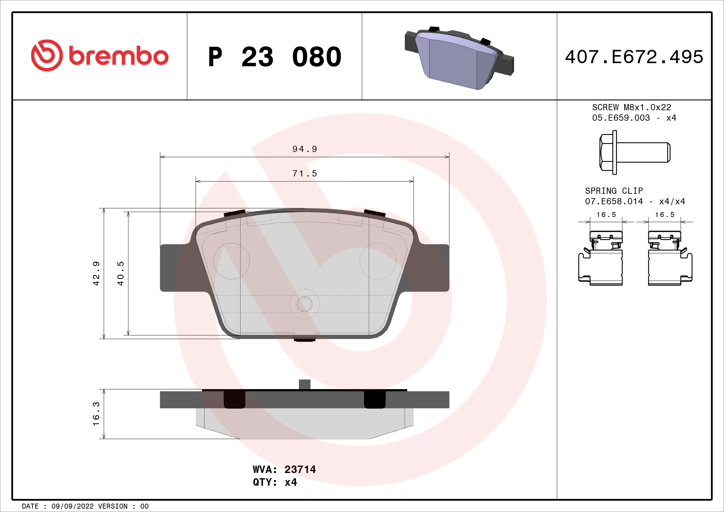 Placute frana BREMBO P 23 080