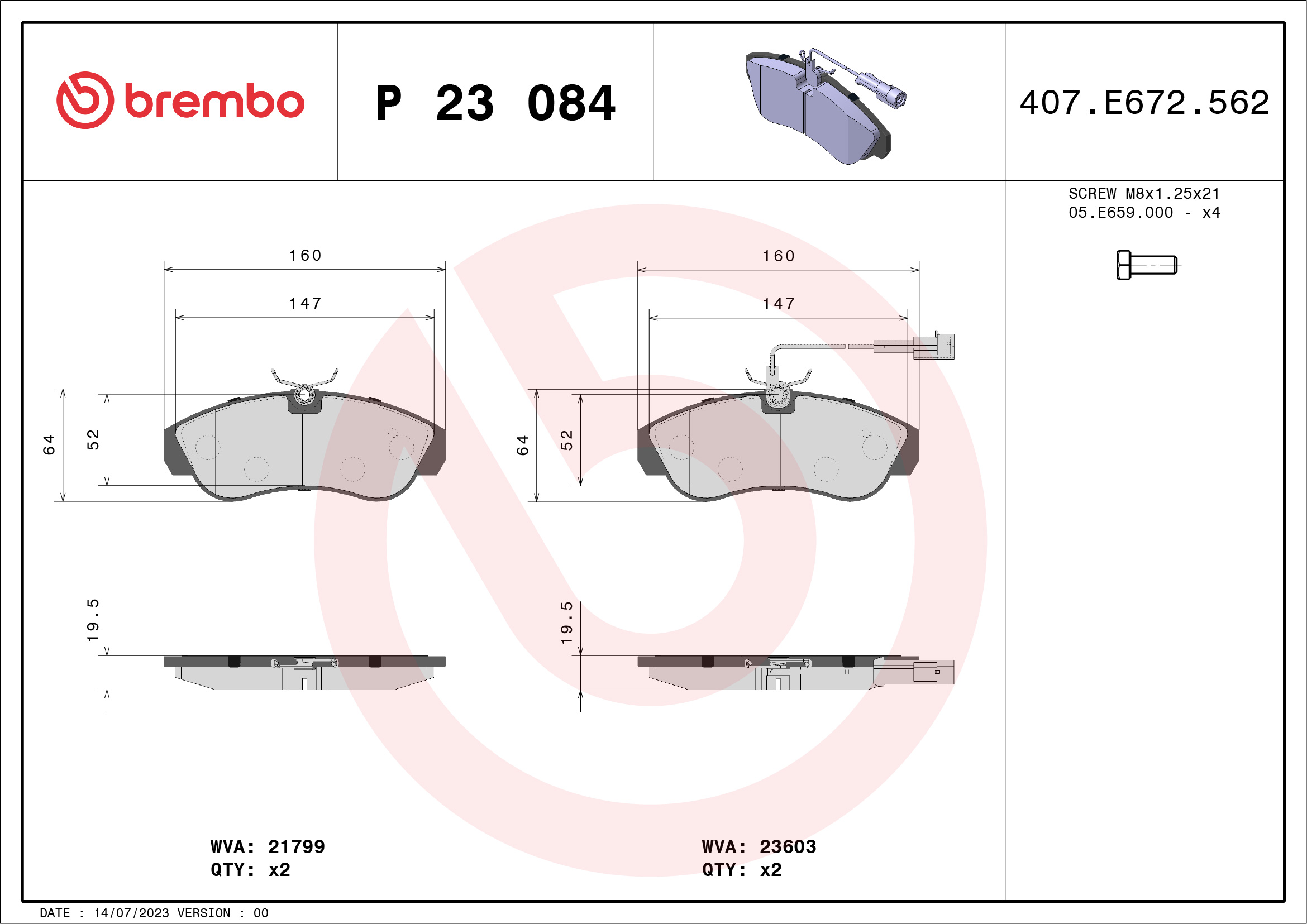 Placute frana BREMBO P 23 084