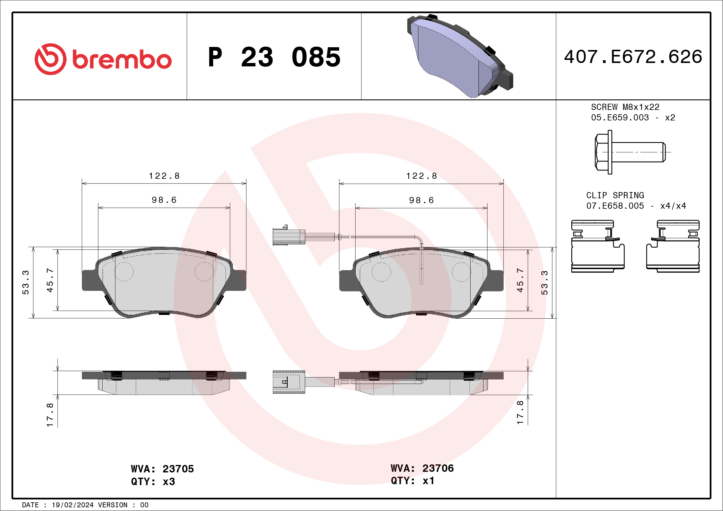 Placute frana BREMBO P 23 085