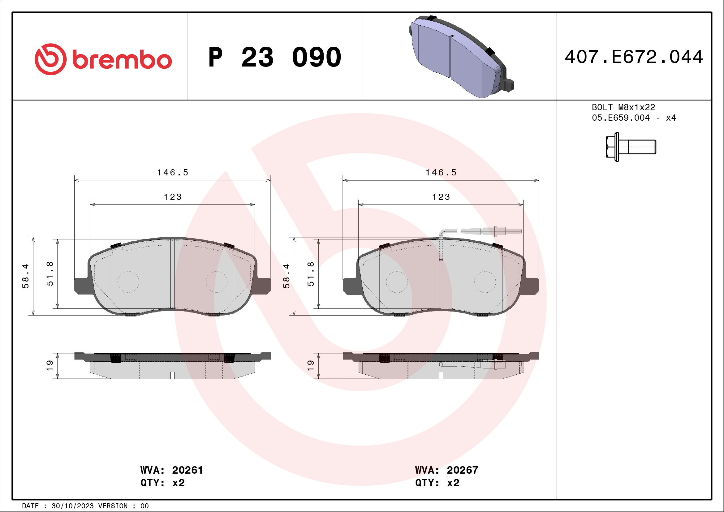 Placute frana BREMBO P 23 090