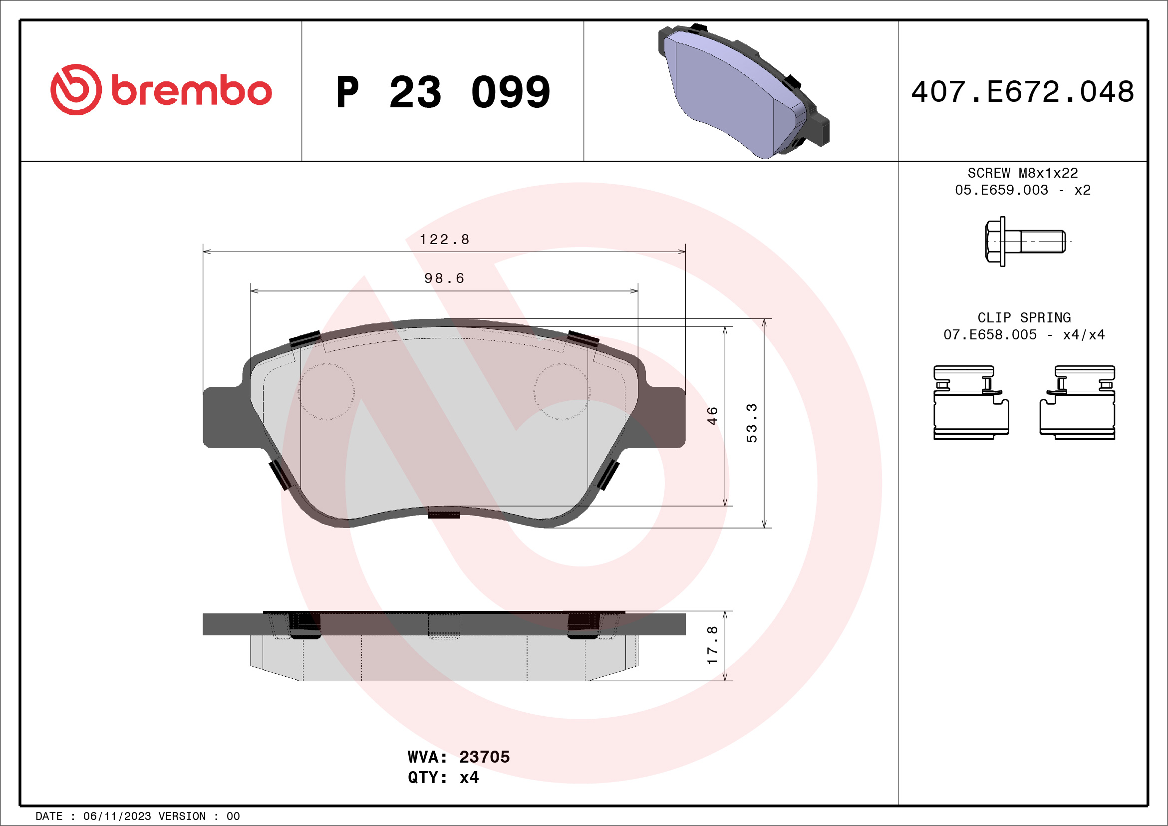 Placute frana BREMBO P 23 099