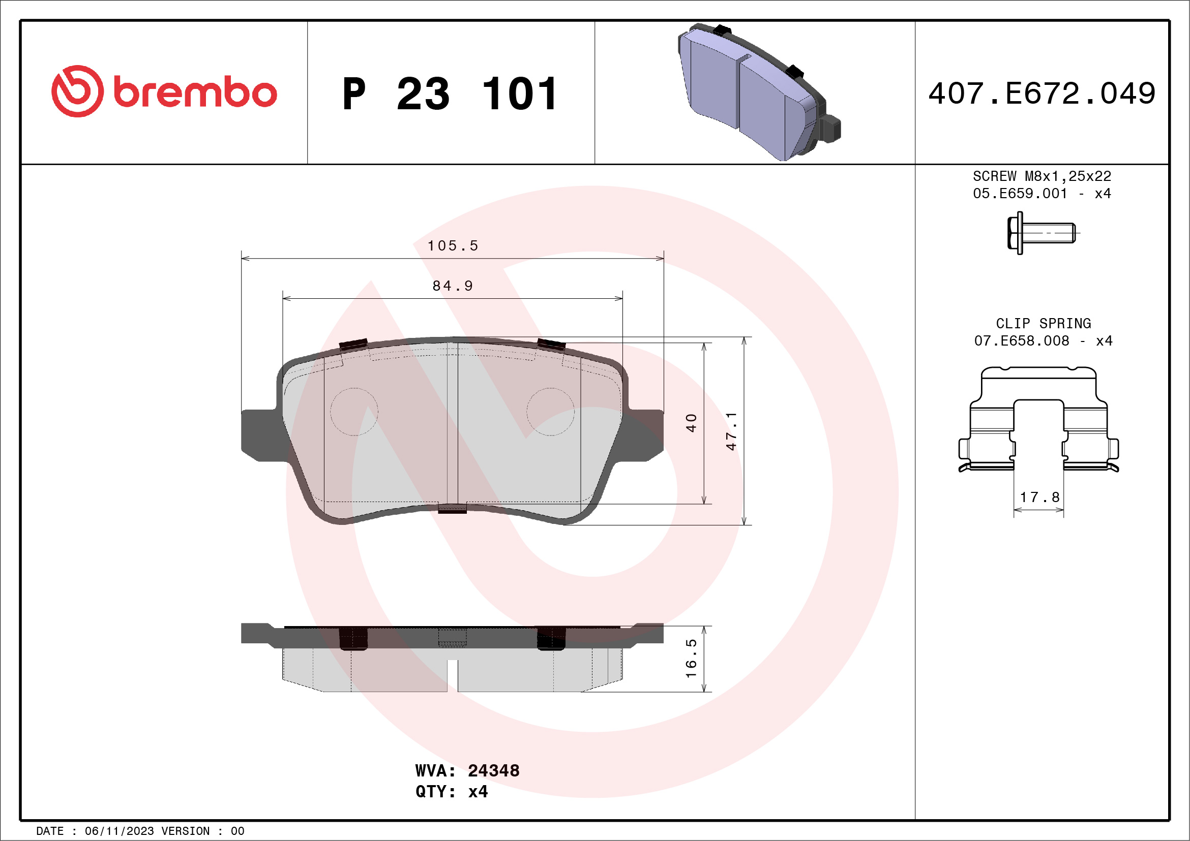 Placute frana BREMBO P 23 101