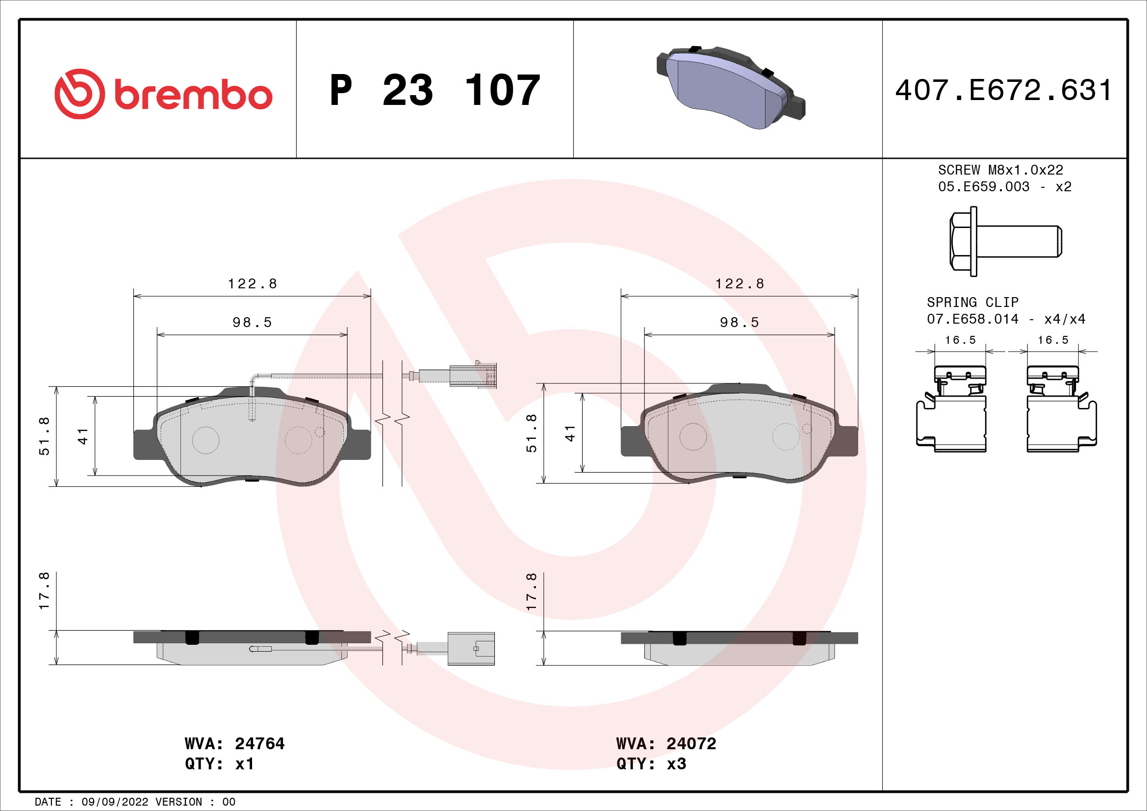 Placute frana BREMBO P 23 107