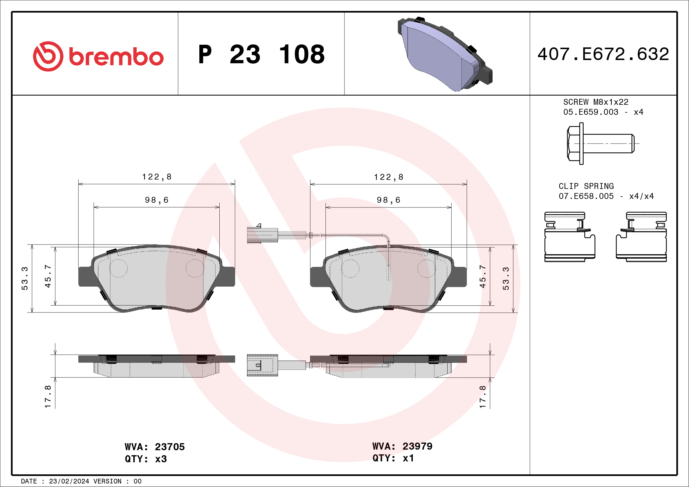 Placute frana BREMBO P 23 108
