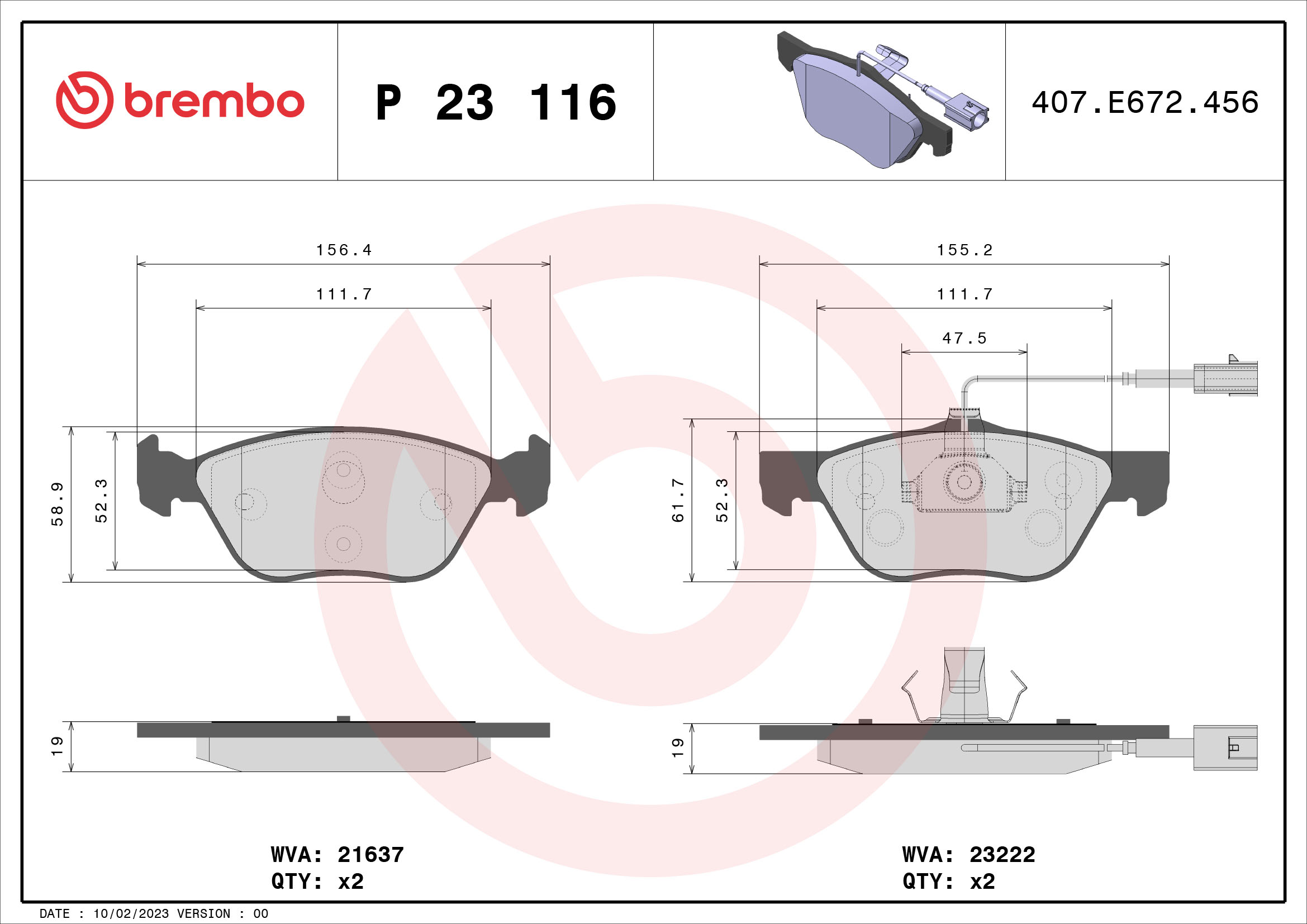 Placute frana BREMBO P 23 116