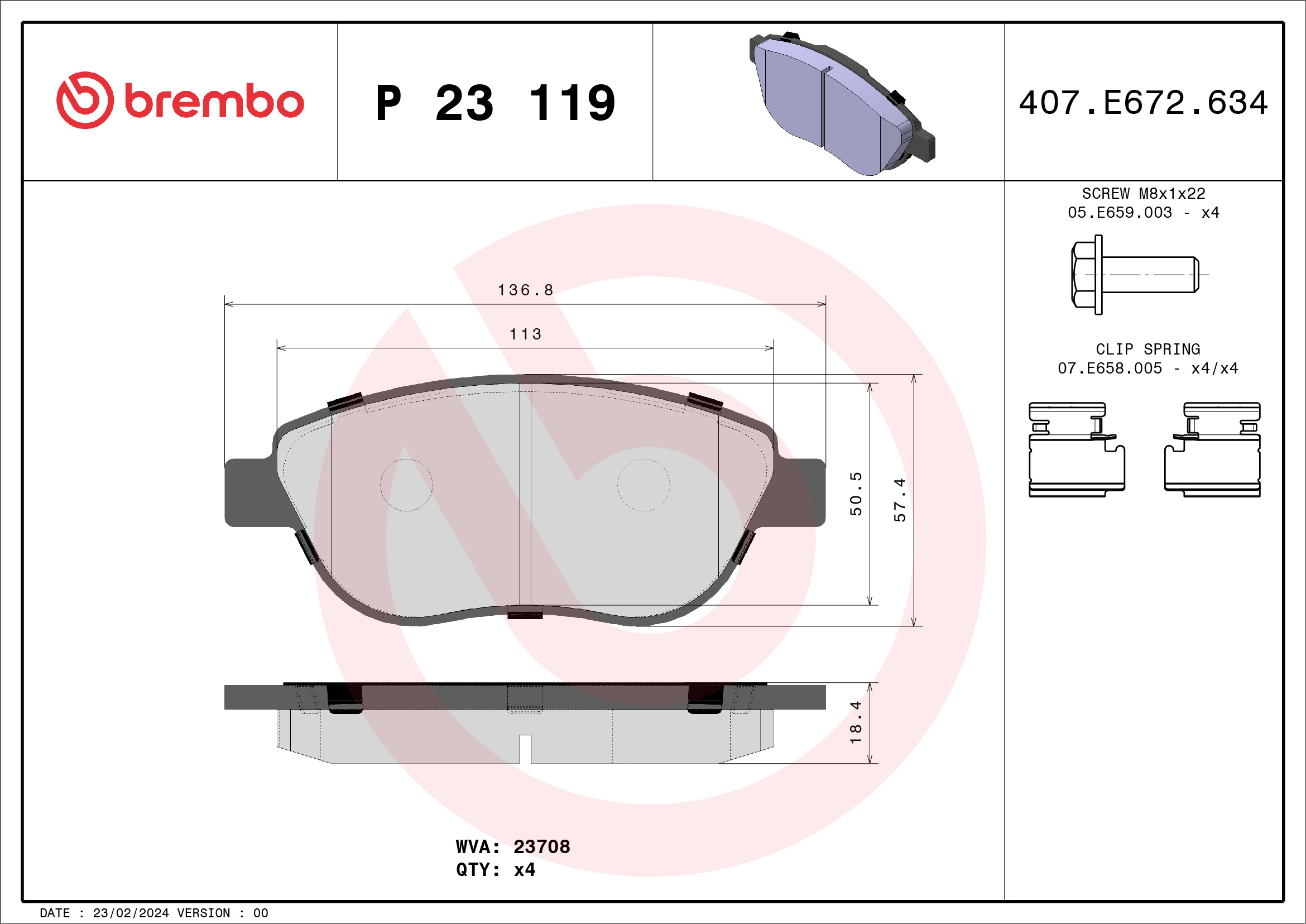 Placute frana BREMBO P 23 119