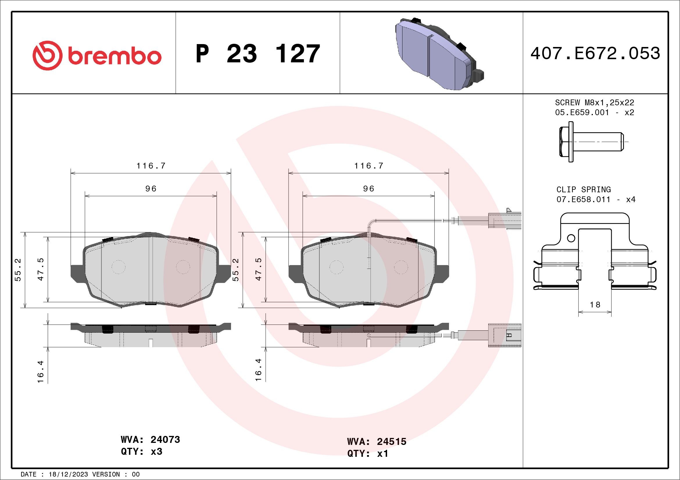 Placute frana BREMBO P 23 127