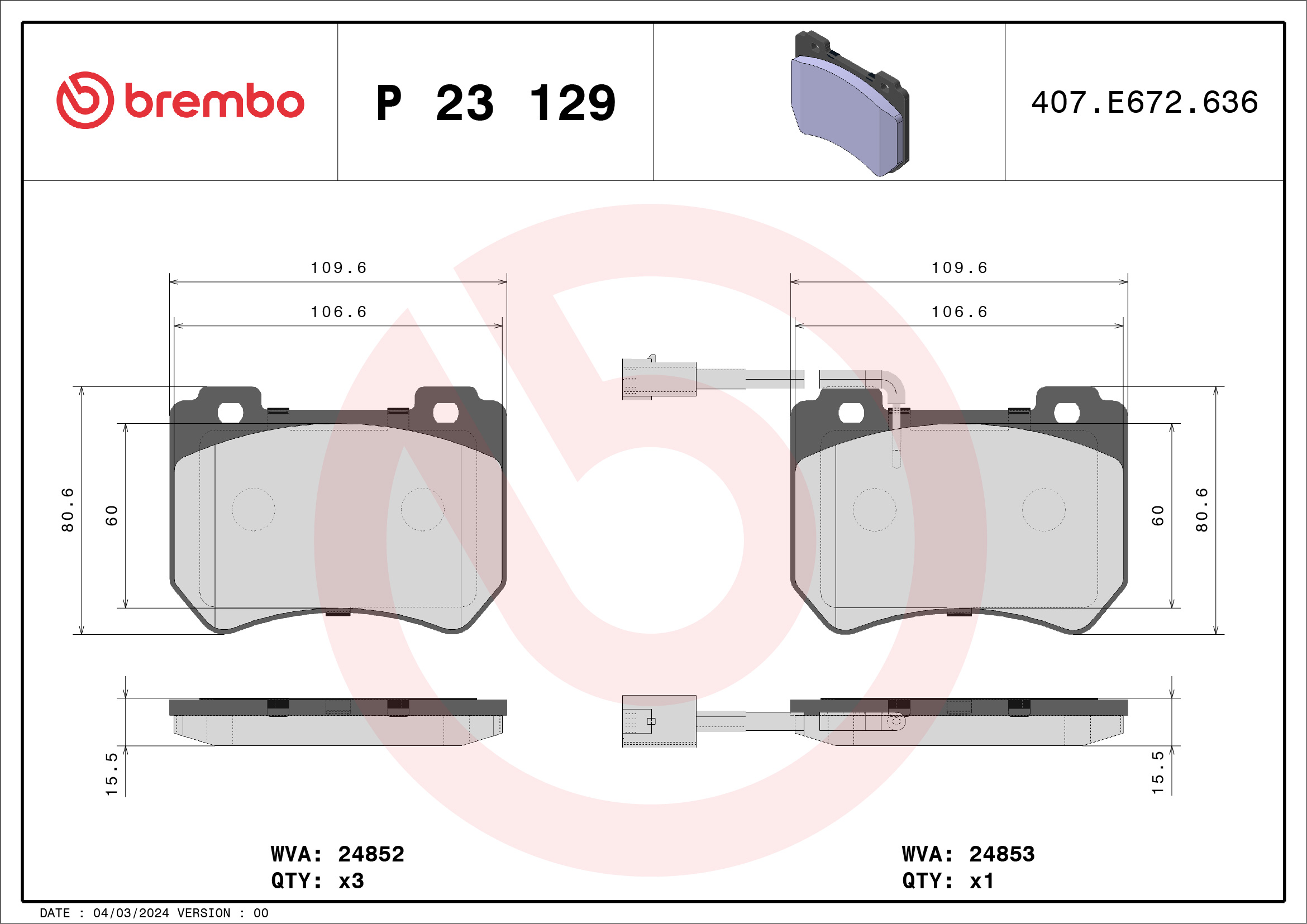 Placute frana BREMBO P 23 129