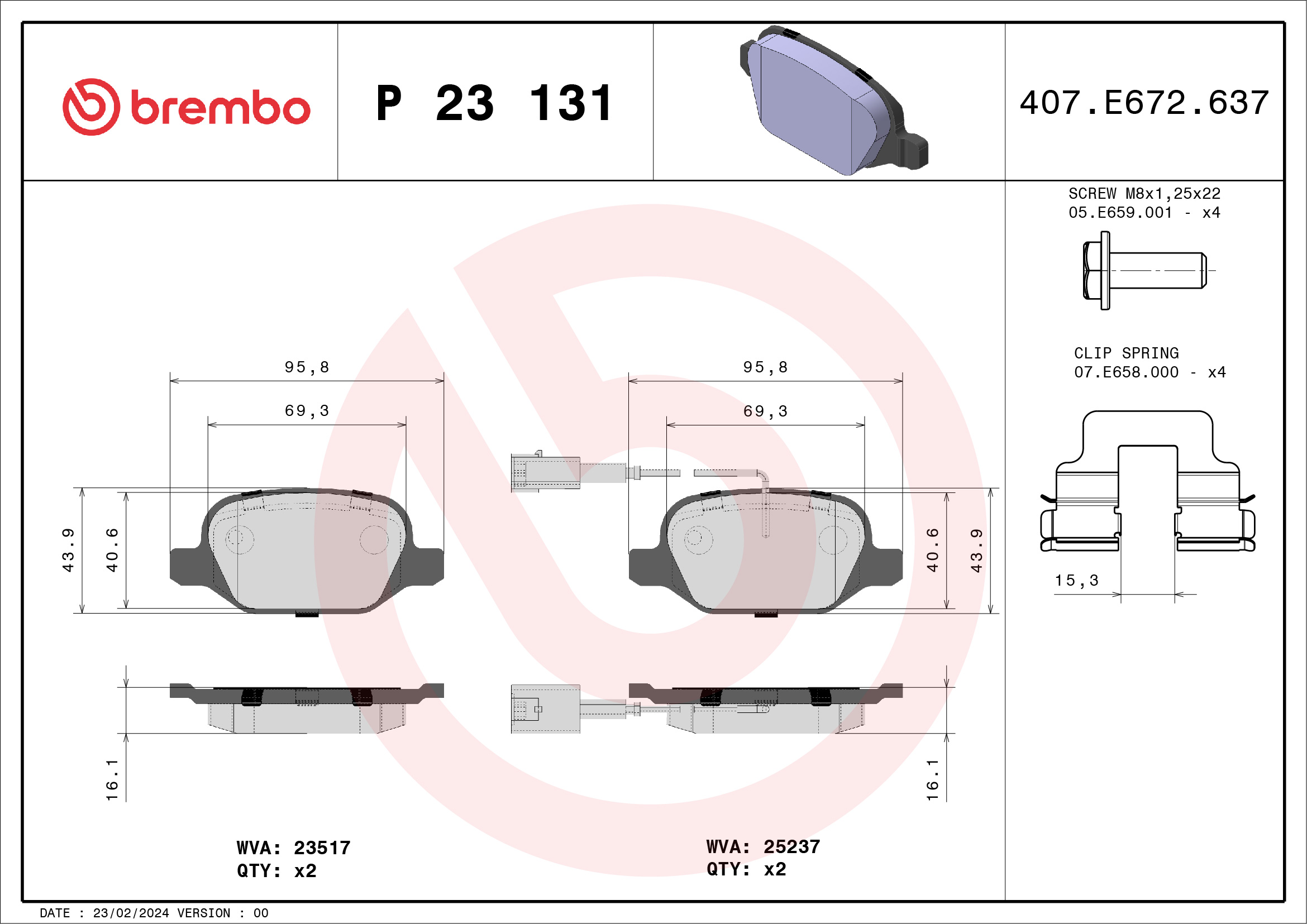 Placute frana BREMBO P 23 131