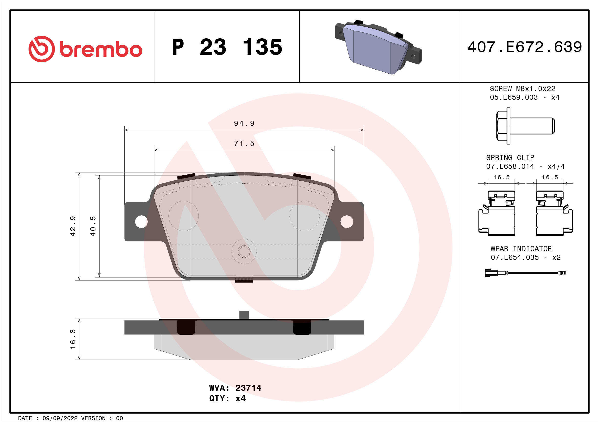 Placute frana BREMBO P 23 135