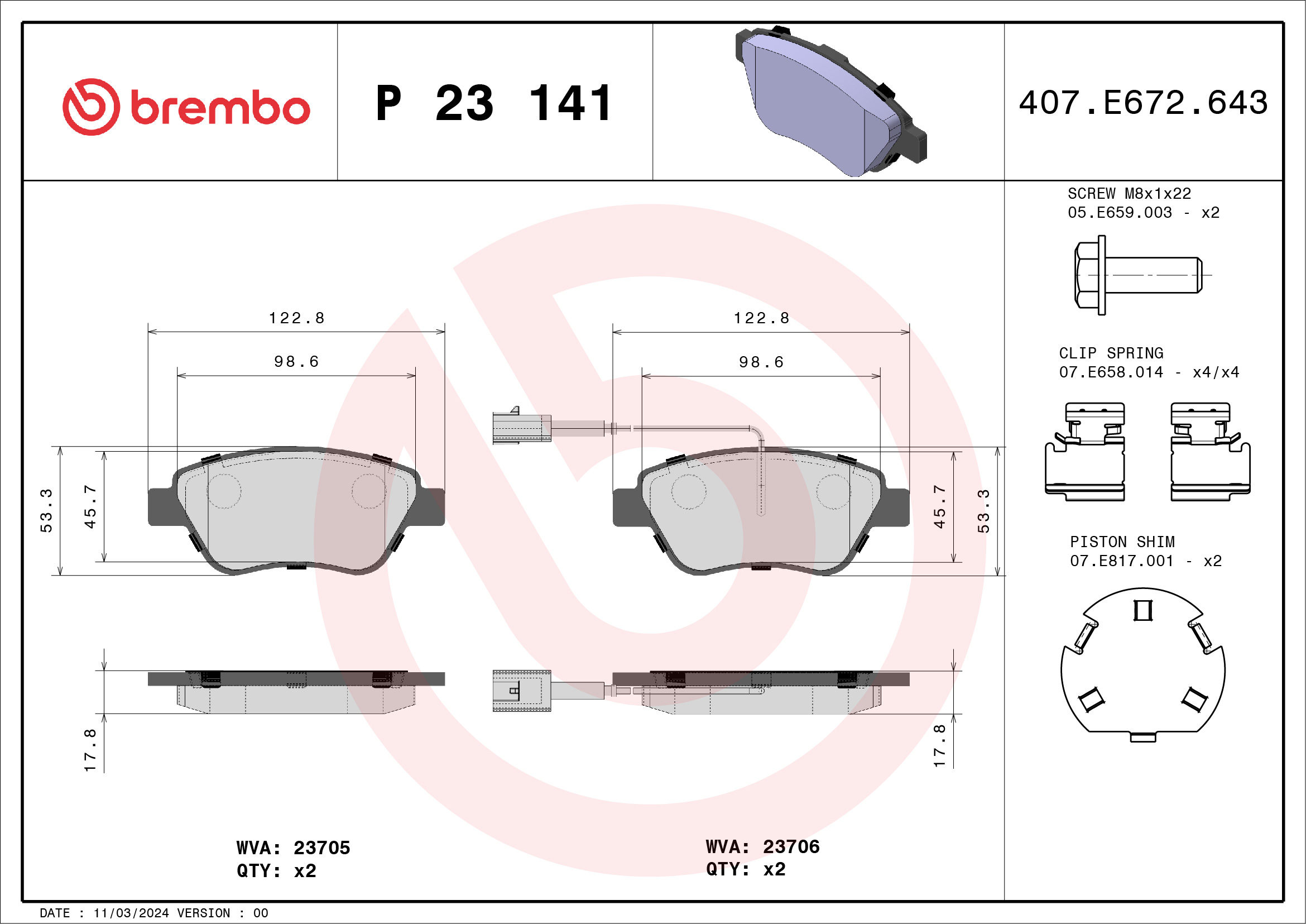 Placute frana BREMBO P 23 141