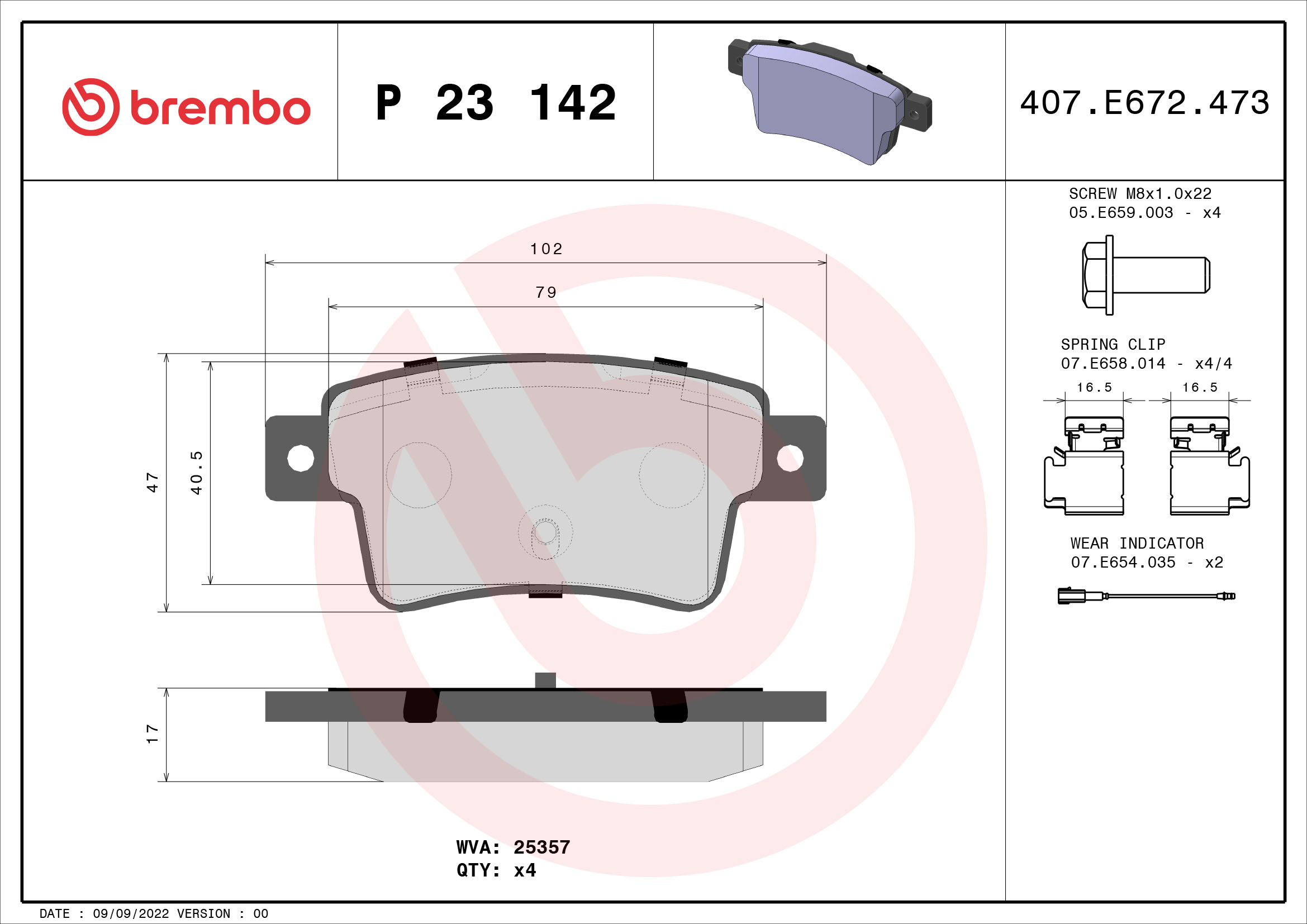 Placute frana BREMBO P 23 142