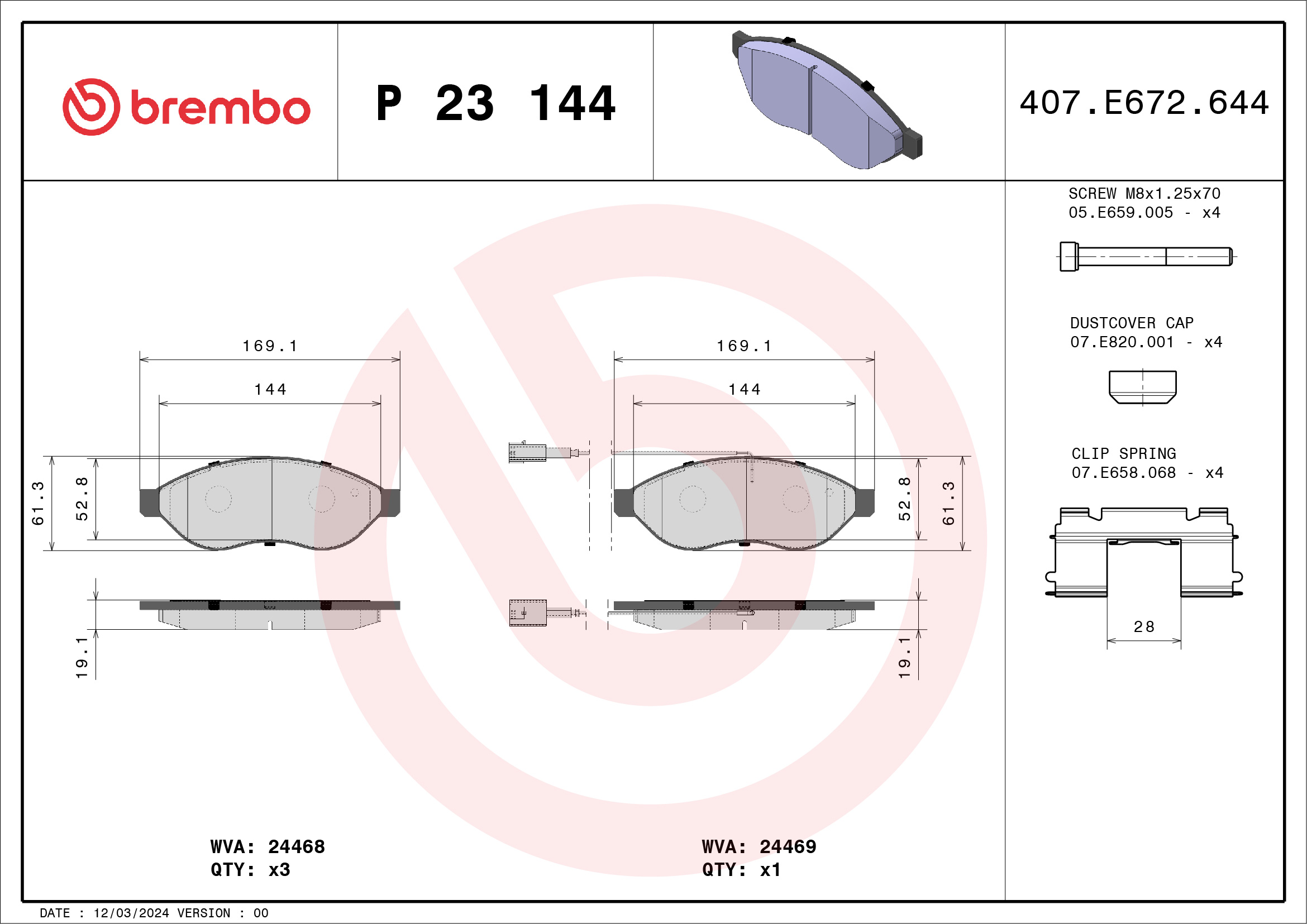 Placute frana BREMBO P 23 144