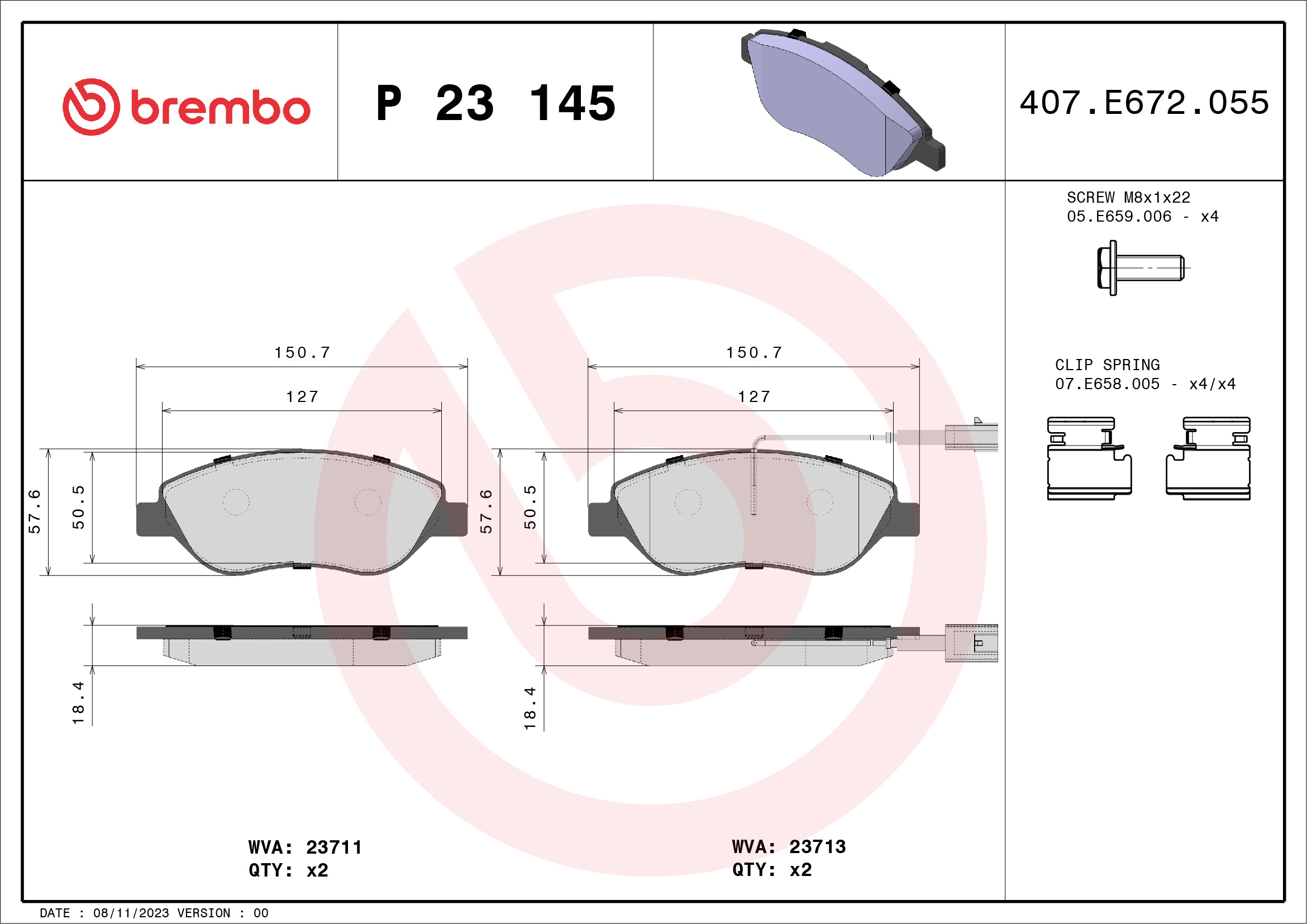 Placute frana BREMBO P 23 145