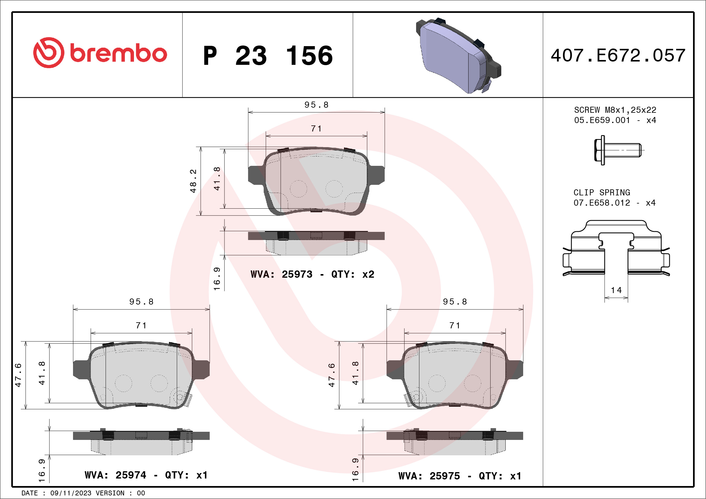 Placute frana BREMBO P 23 156