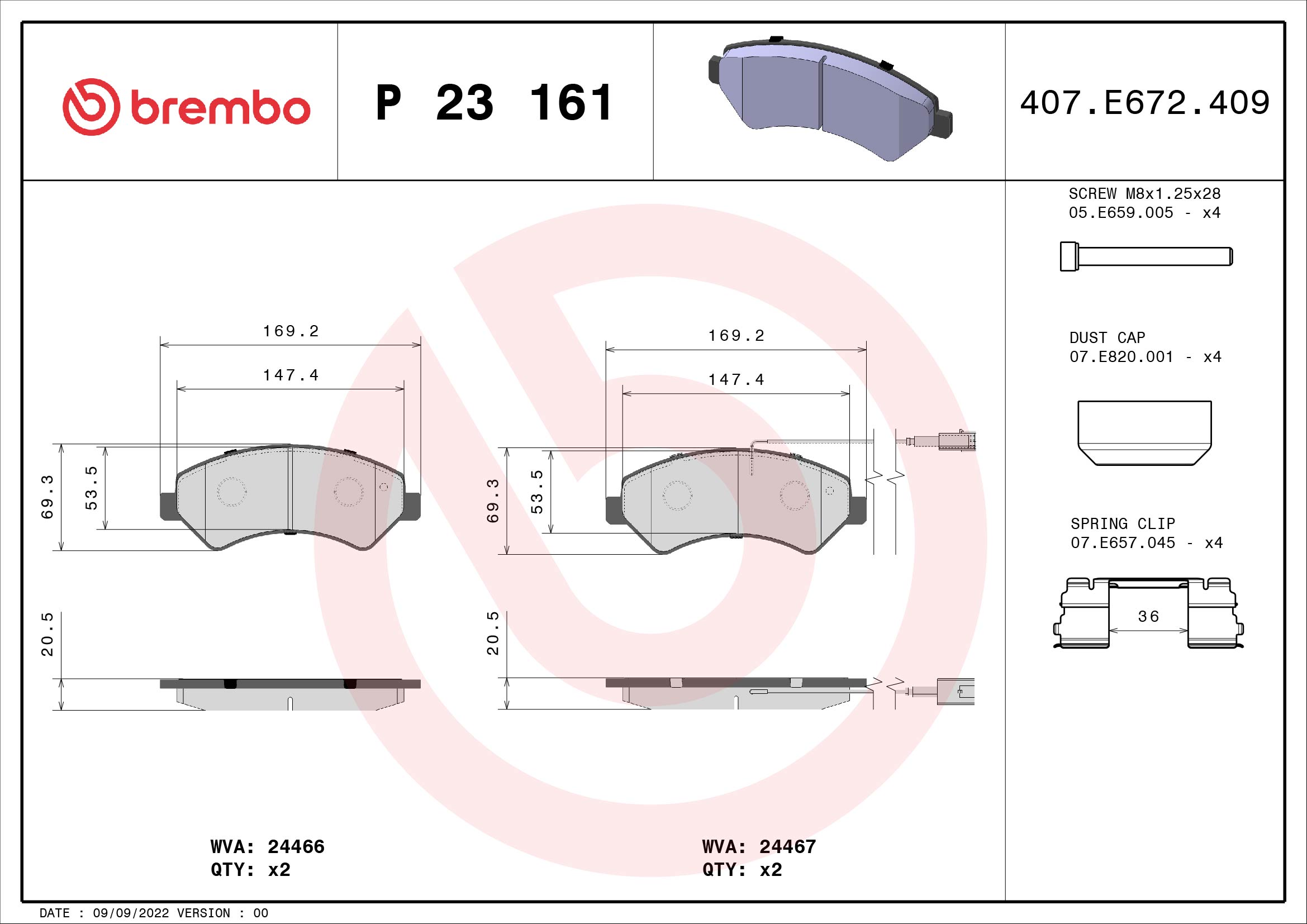 Placute frana BREMBO P 23 161