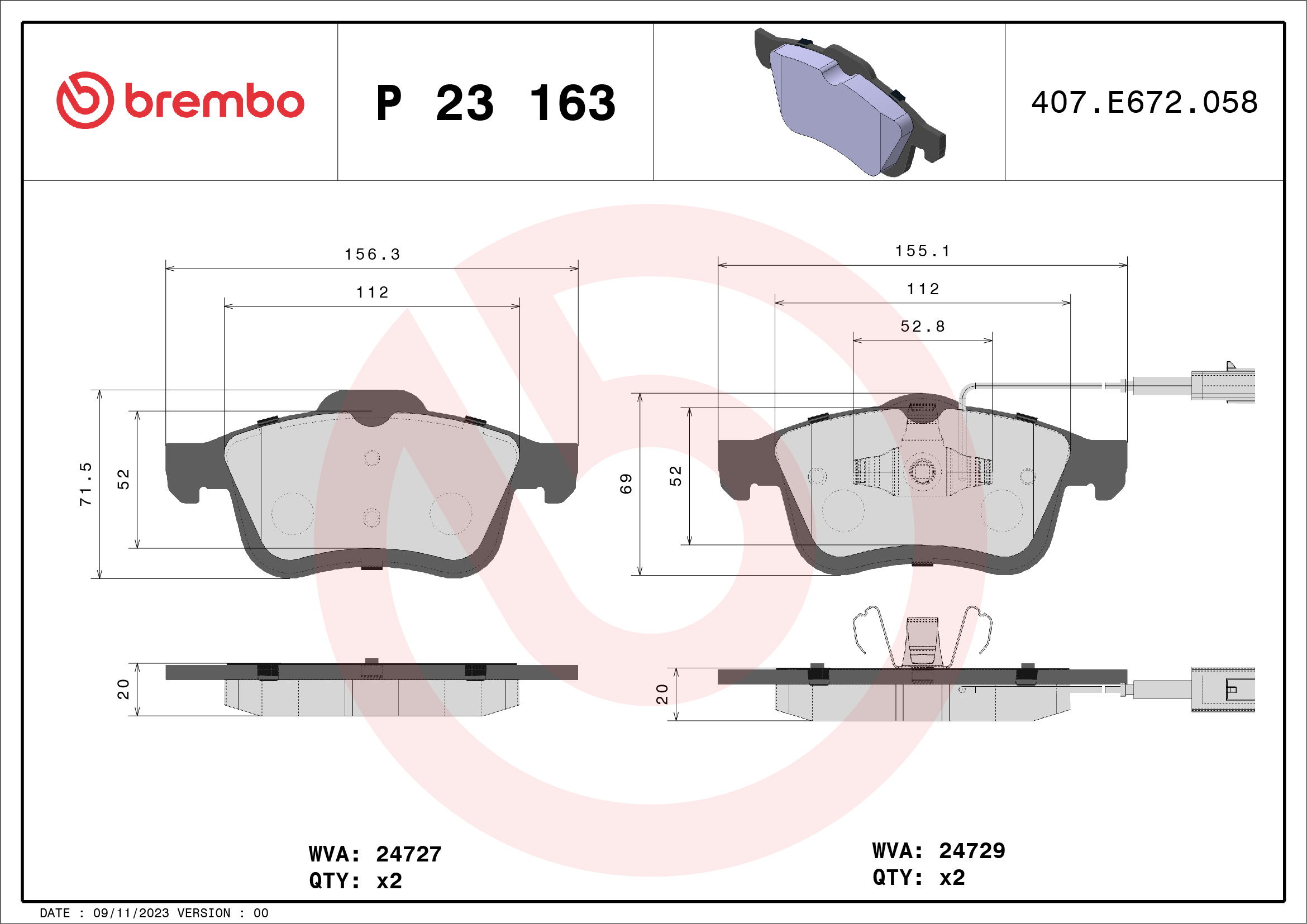 Placute frana BREMBO P 23 163